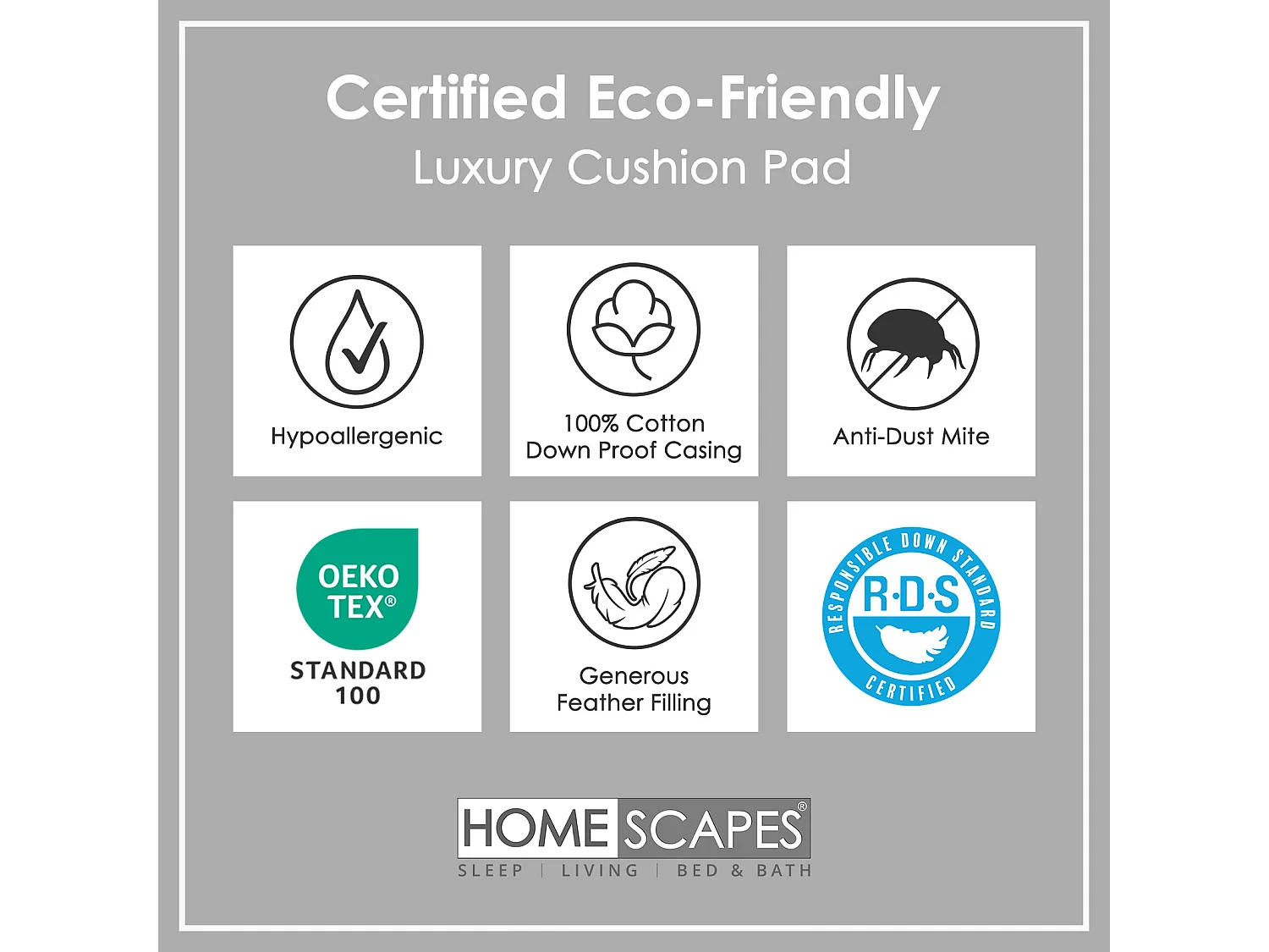 Homescapes Luxury Duck Feather Cushion Pad Insert 45 x 45 cm Ethical, 100% Cotton Cover, Hypoallergenic, Machine Washable, Bounce-Back, 18 x 18" Inner
