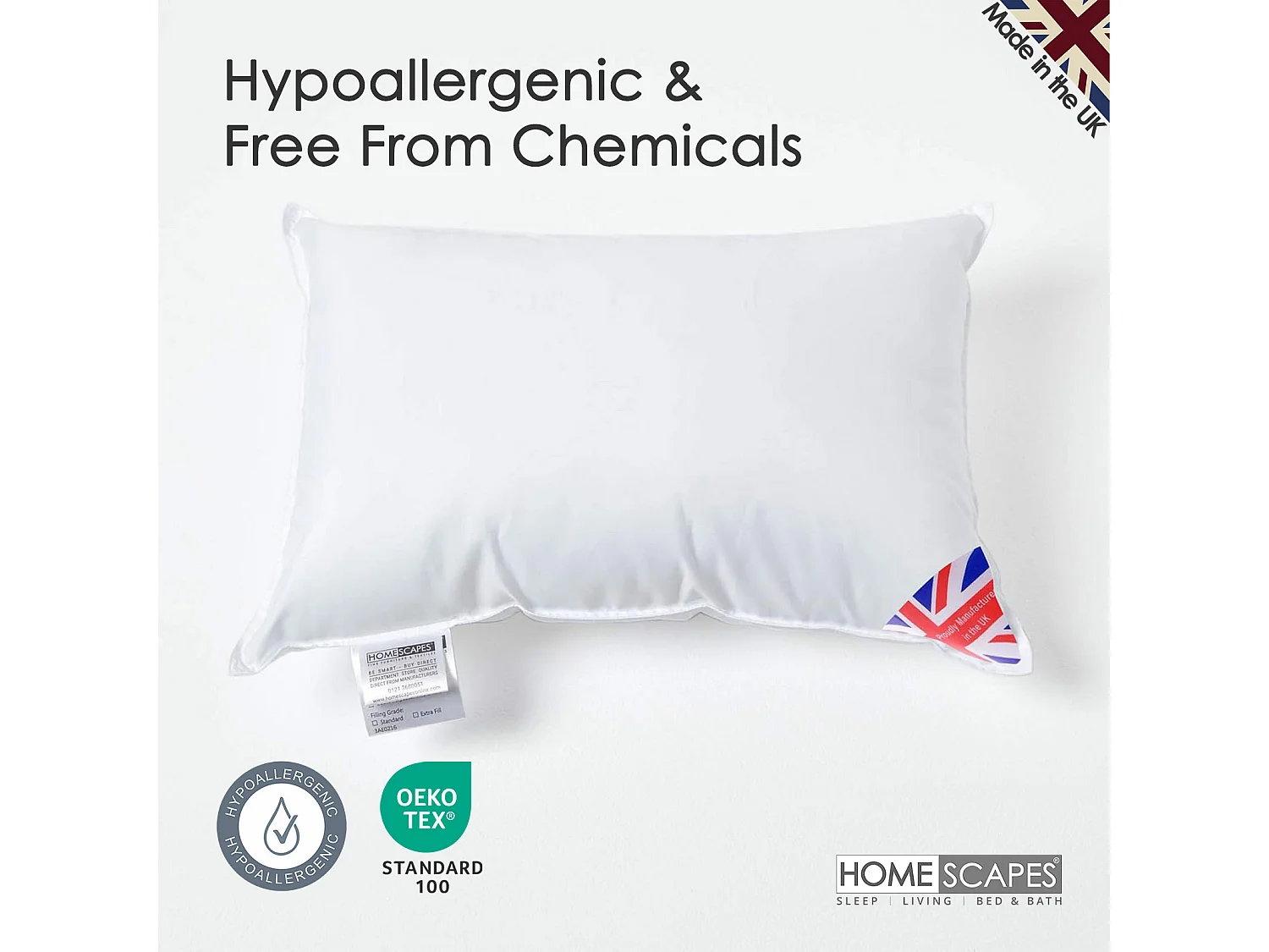 Homescapes Luxury Microfibre Cushion Pad Insert 35 x 50 cm â€˜Like Downâ€™, Soft Touch Cover, Hypoallergenic, Machine Washable, Best Bounce-Back, 14 x 20"