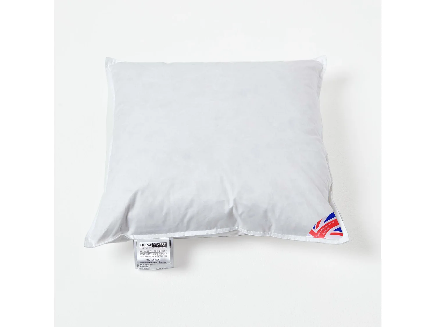 Homescapes Luxury Duck Down Cushion Pad Insert, 40 x 40 cm, Ethical, 100% Cotton Cover, Hypoallergenic, Machine Washable, Bounce-Back, 16 x 16"