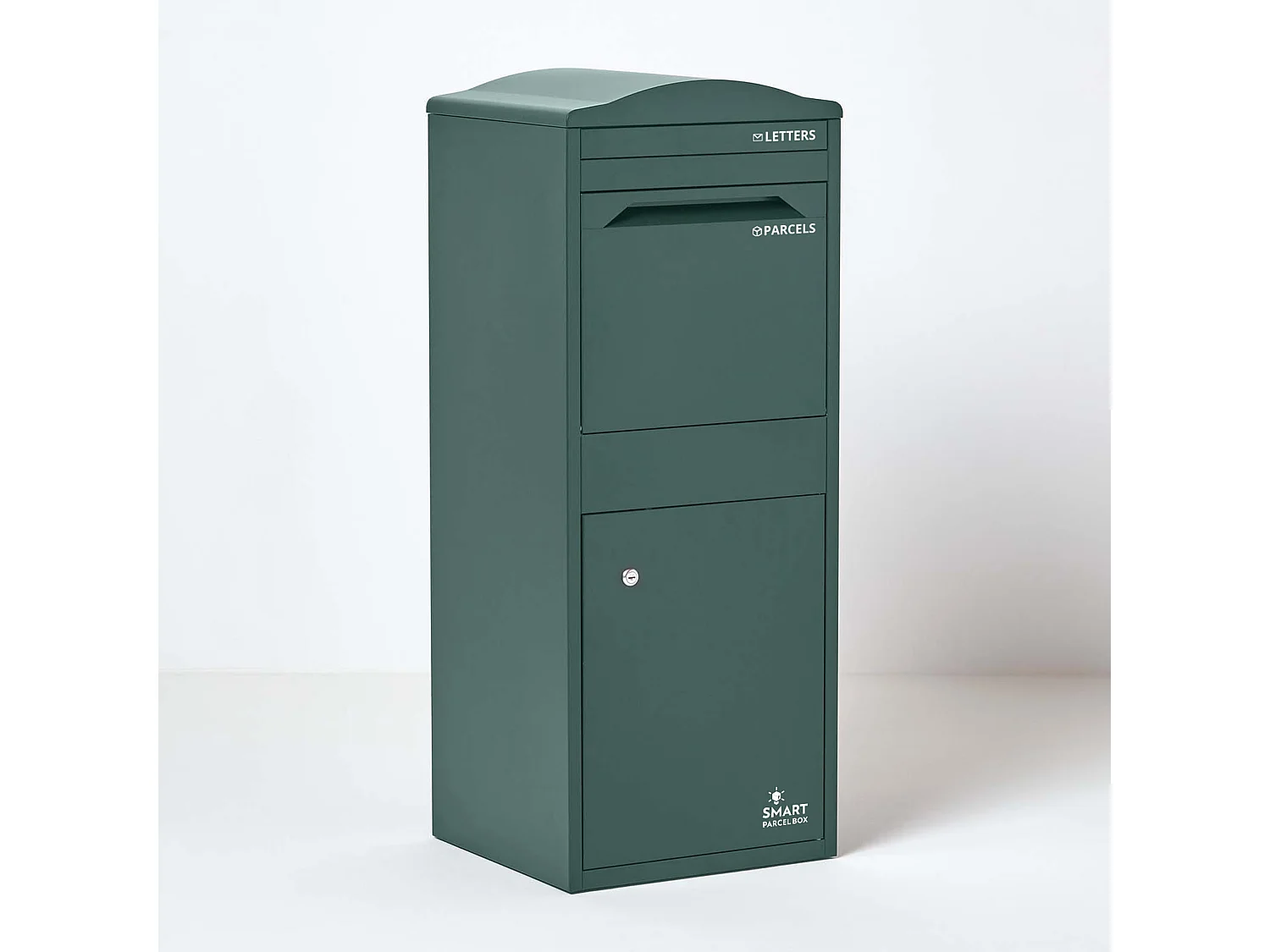 Smart Parcel Box Large Curved Top Secure Outdoor Delivery Box Galvanised Steel Front Access Green