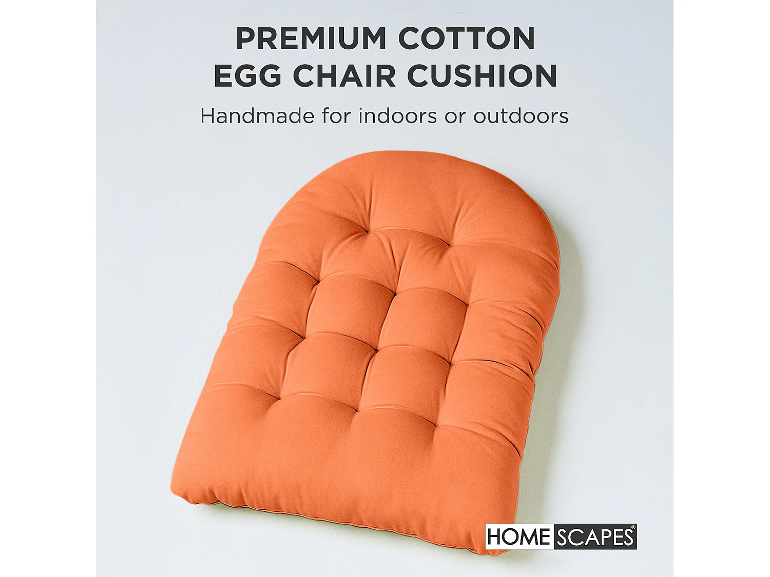 Homescapes 100% Cotton Round Egg Swing Chair Cushion, 80 x 120 cm, Burnt Orange, Soft Generous Filling, Machine Washable, OEKO-TEX Certified
