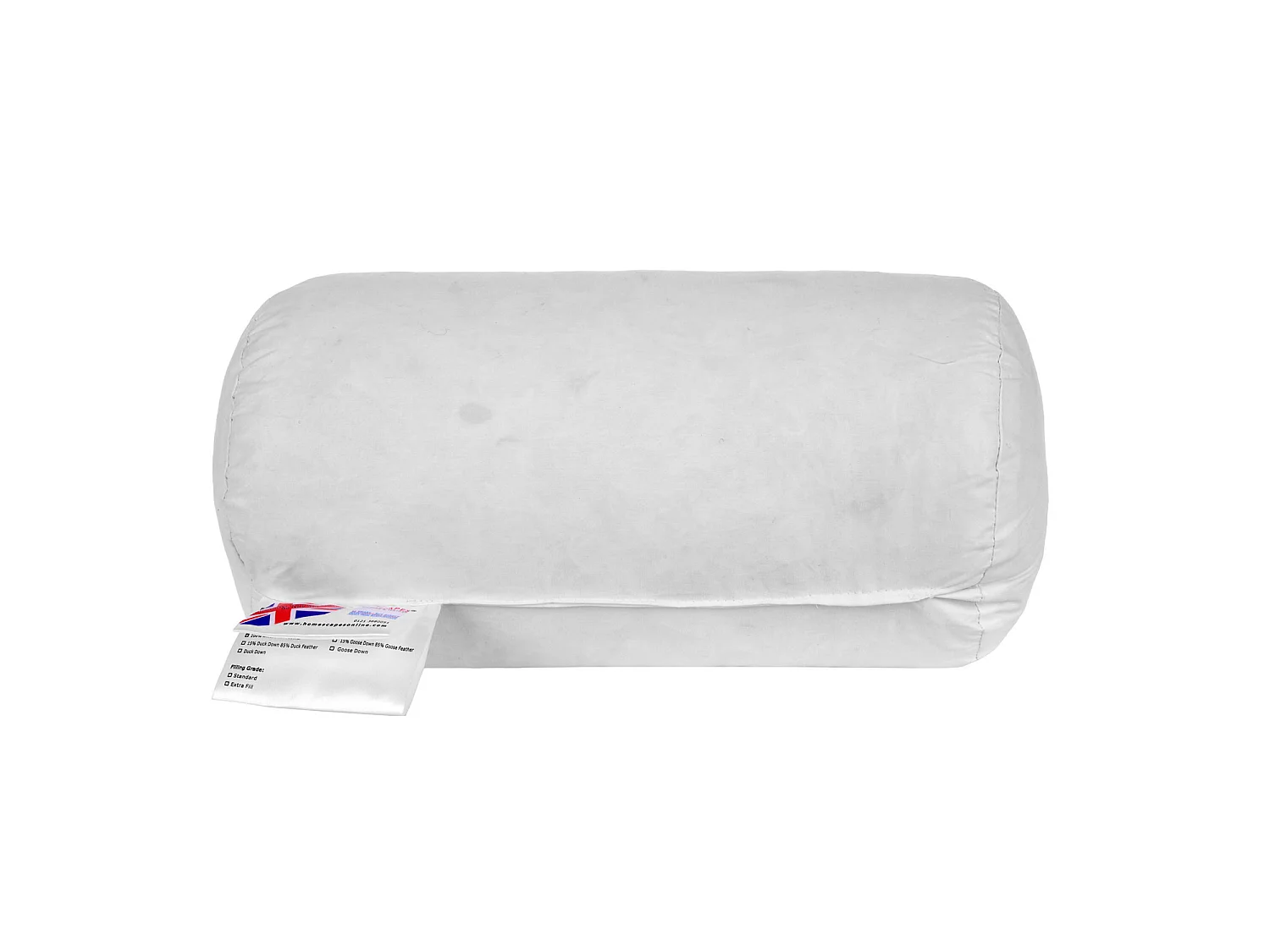 Homescapes Luxury Duck Feather Bolster Cushion Pad Insert 30 x 18 cm Ethical, 100% Cotton Case, Hypoallergenic, Machine Washable, Bounce-Back, 12 x 7"