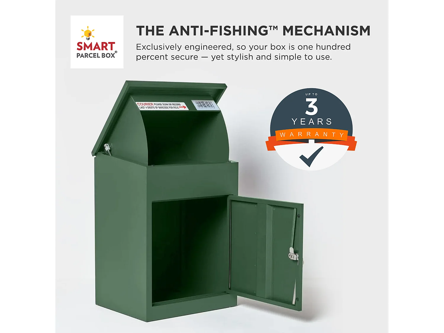 Smart Parcel Box Medium Secure Outdoor Delivery Box Galvanised Steel Front Access Green