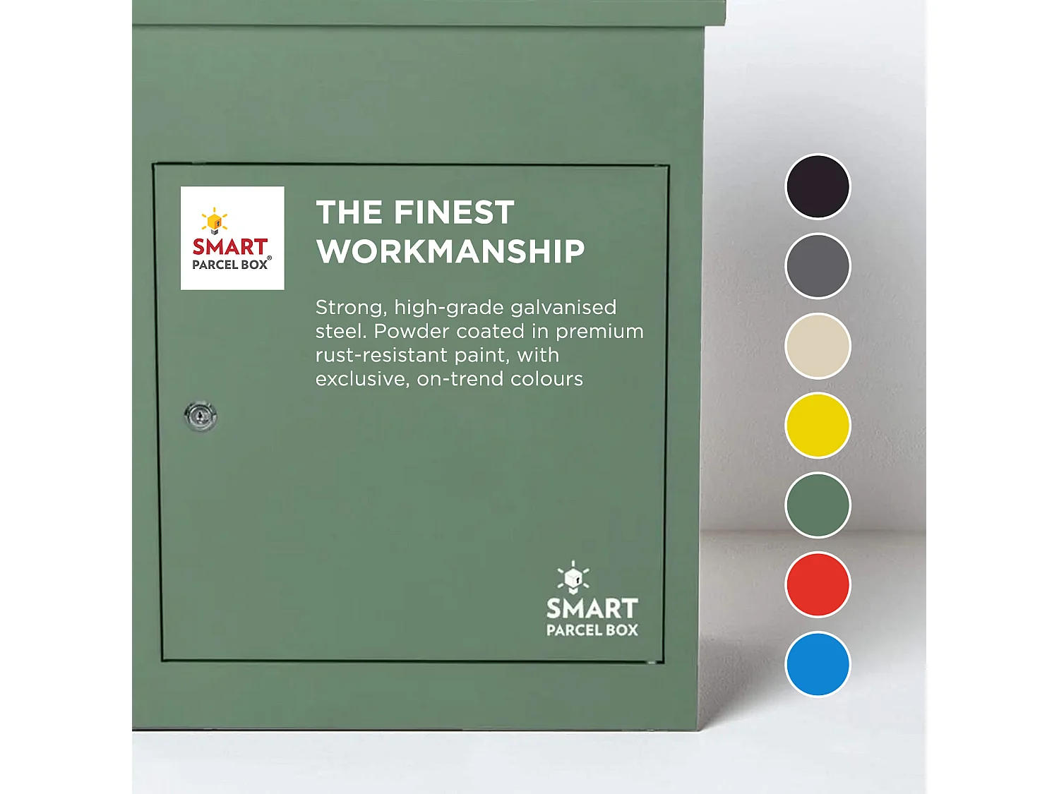 Smart Parcel Box Medium Secure Outdoor Delivery Box Galvanised Steel Front Access Green
