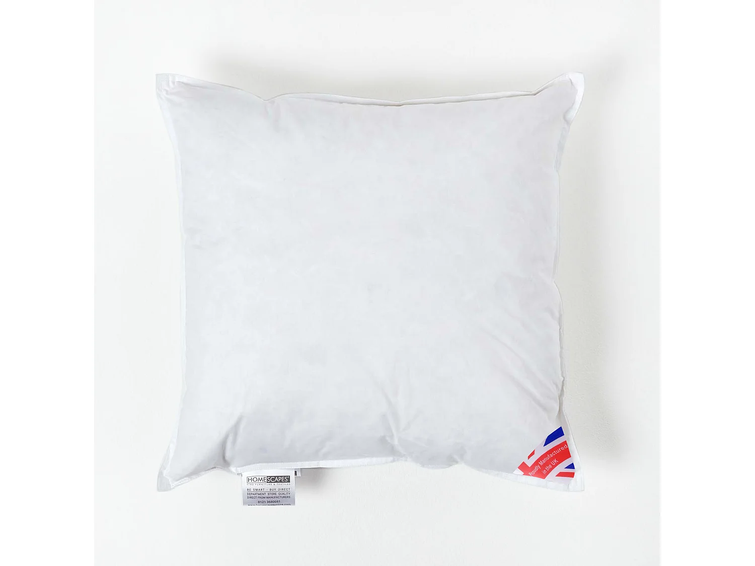 Homescapes Luxury Duck Down Cushion Pad Insert, 45 x 45 cm, Ethical, 100% Cotton Cover, Hypoallergenic, Machine Washable, Bounce-Back, 18 x 18"