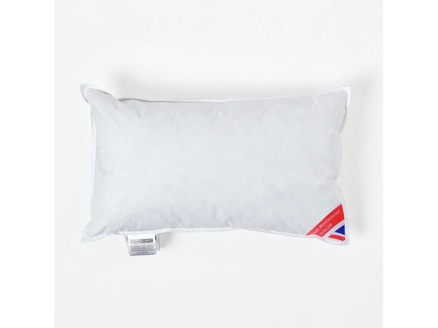 Homescapes Luxury Duck Down Cushion Pad Insert, 30 x 50 cm, Ethical, 100% Cotton Cover, Hypoallergenic, Machine Washable, Bounce-Back, 20 x 12"