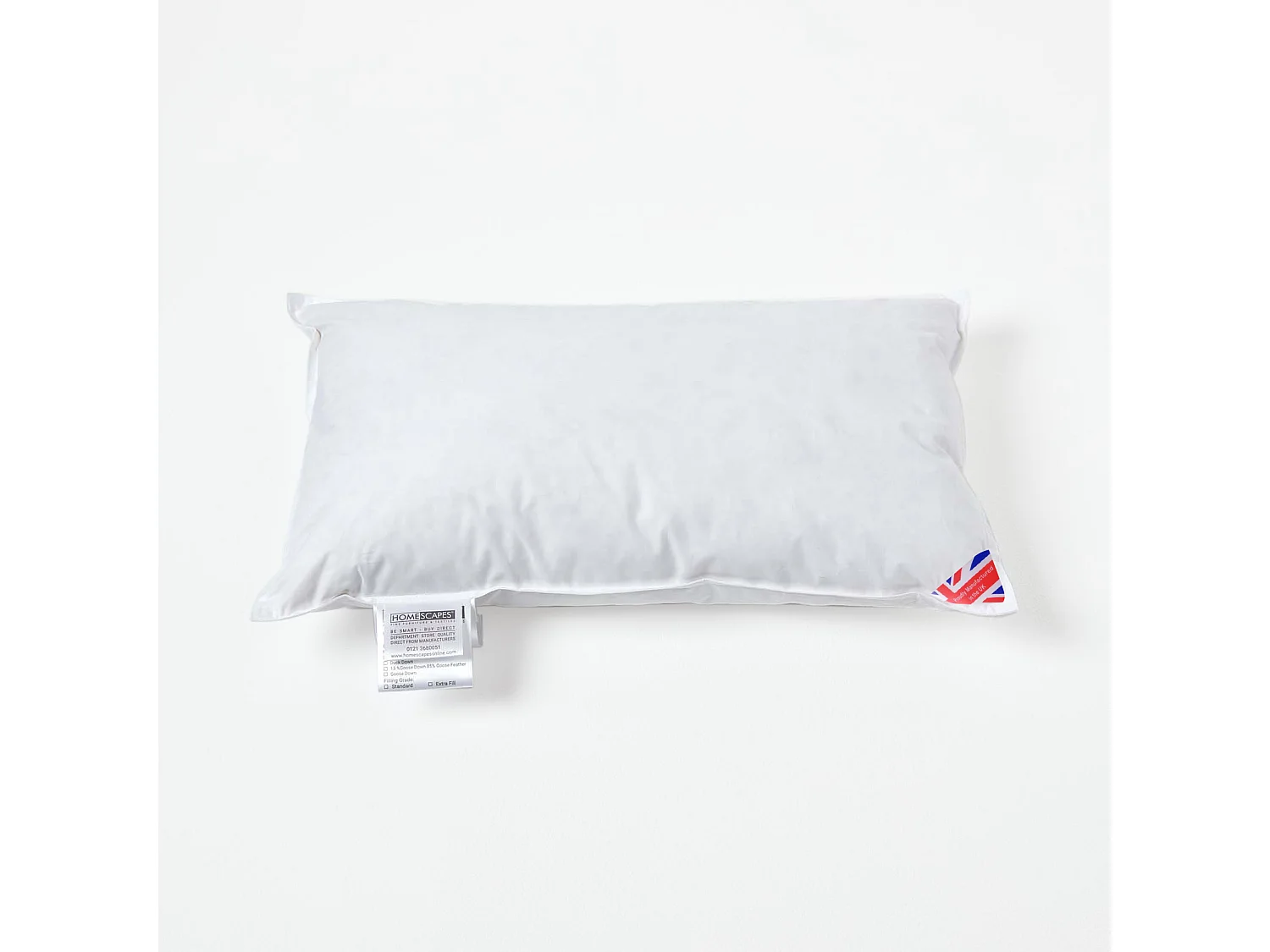 Homescapes Luxury Duck Down Cushion Pad Insert, 30 x 50 cm, Ethical, 100% Cotton Cover, Hypoallergenic, Machine Washable, Bounce-Back, 20 x 12"