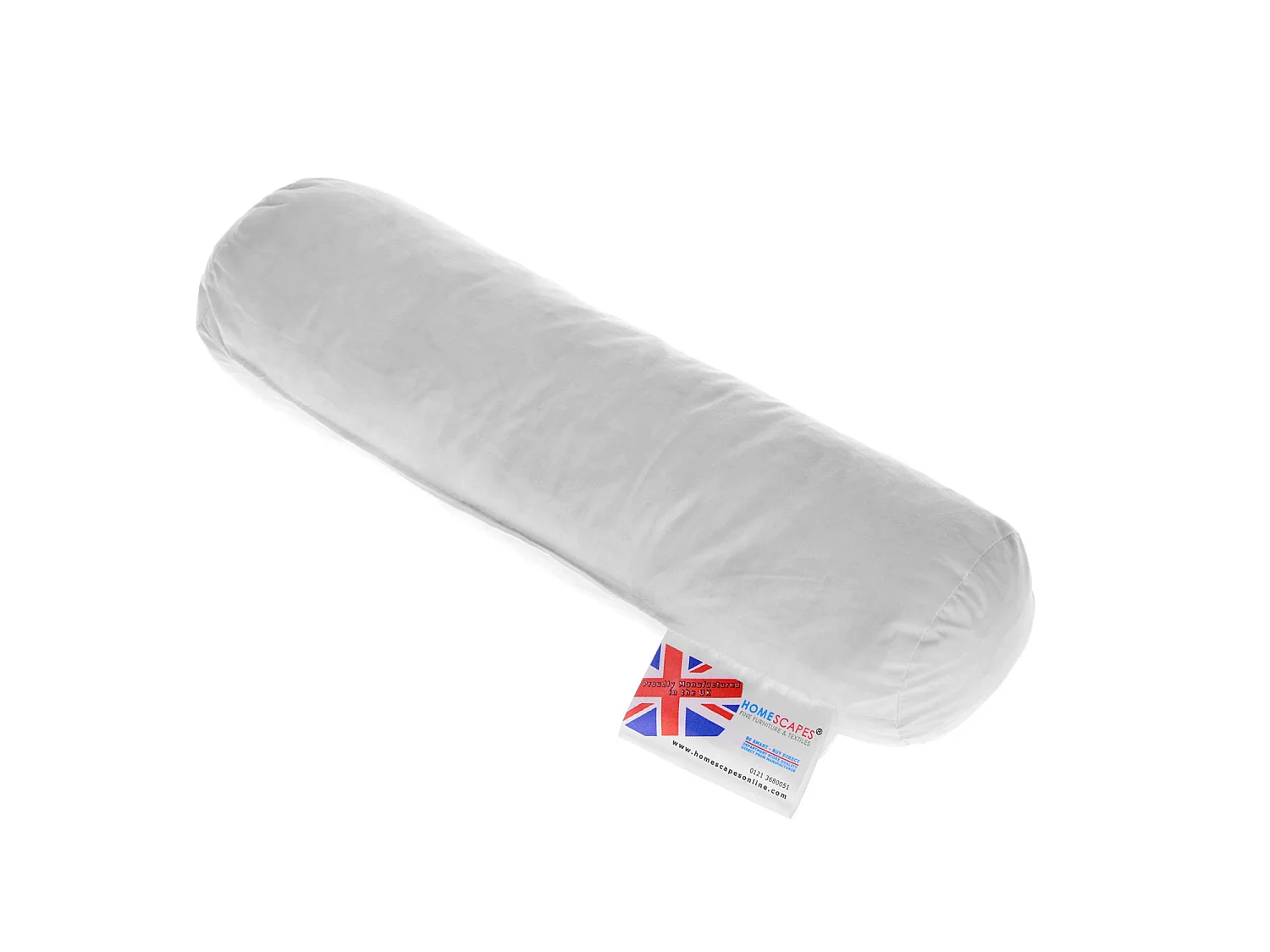 Homescapes Luxury Duck Feather Bolster Cushion Pad Insert 30 x 9 cm Ethical, 100% Cotton Case, Hypoallergenic, Machine Washable, Bounce-Back, 12 x 3.5"