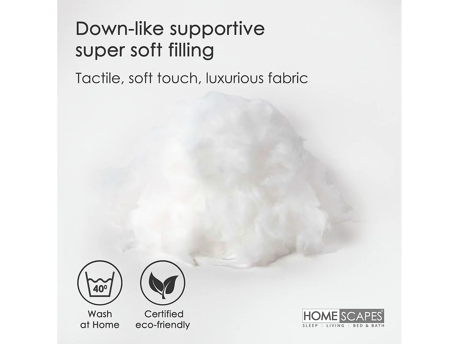 Homescapes Luxury Microfibre Cushion Pad Insert 60 x 60 cm â€˜Like Downâ€™, Soft Touch Cover, Hypoallergenic, Machine Washable, Best Bounce-Back, 24 x 24"