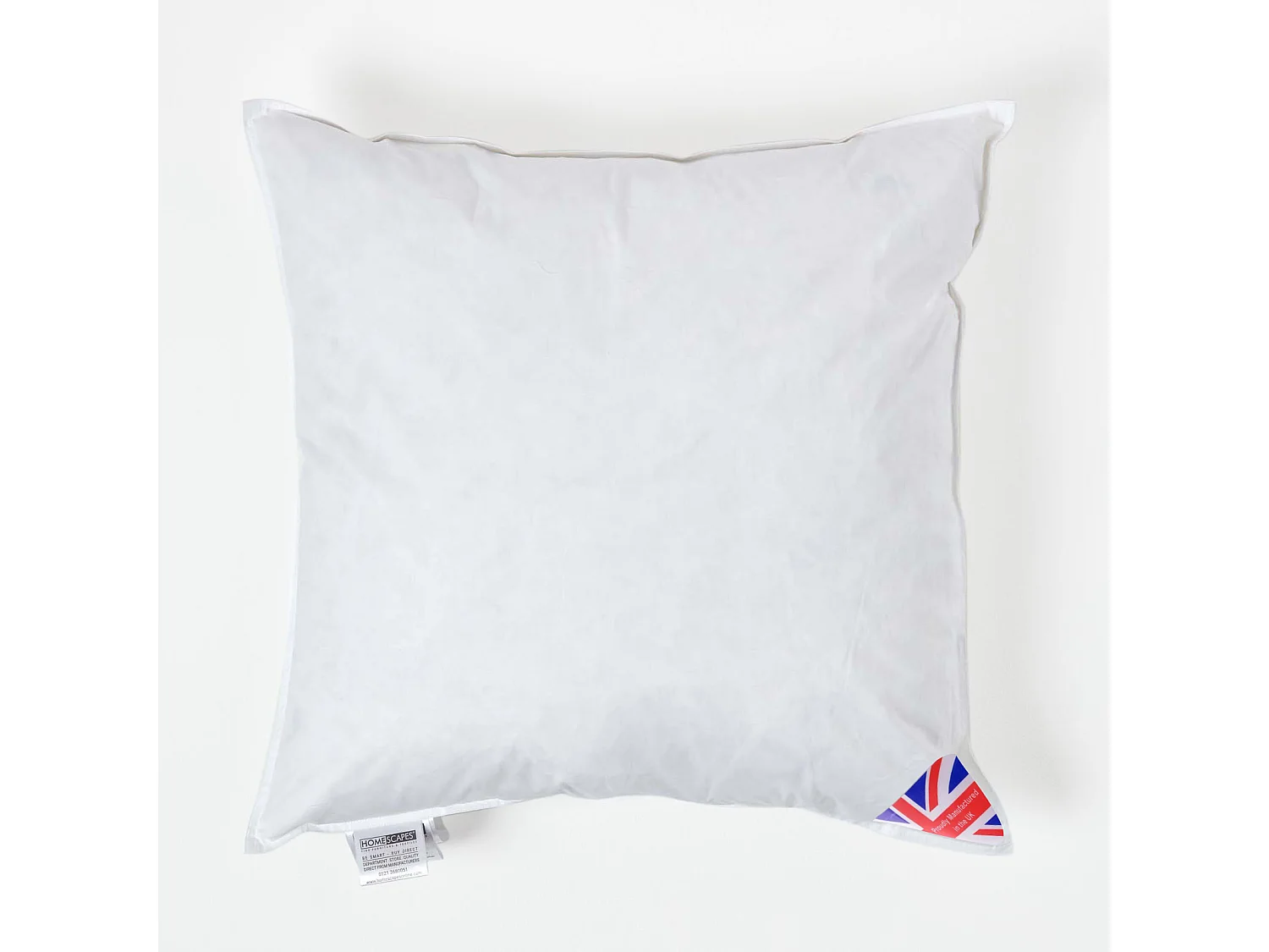 Homescapes Luxury Duck Down Cushion Pad Insert, 55 x 55 cm, Ethical, 100% Cotton Cover, Hypoallergenic, Machine Washable, Bounce-Back, 22 x 22"