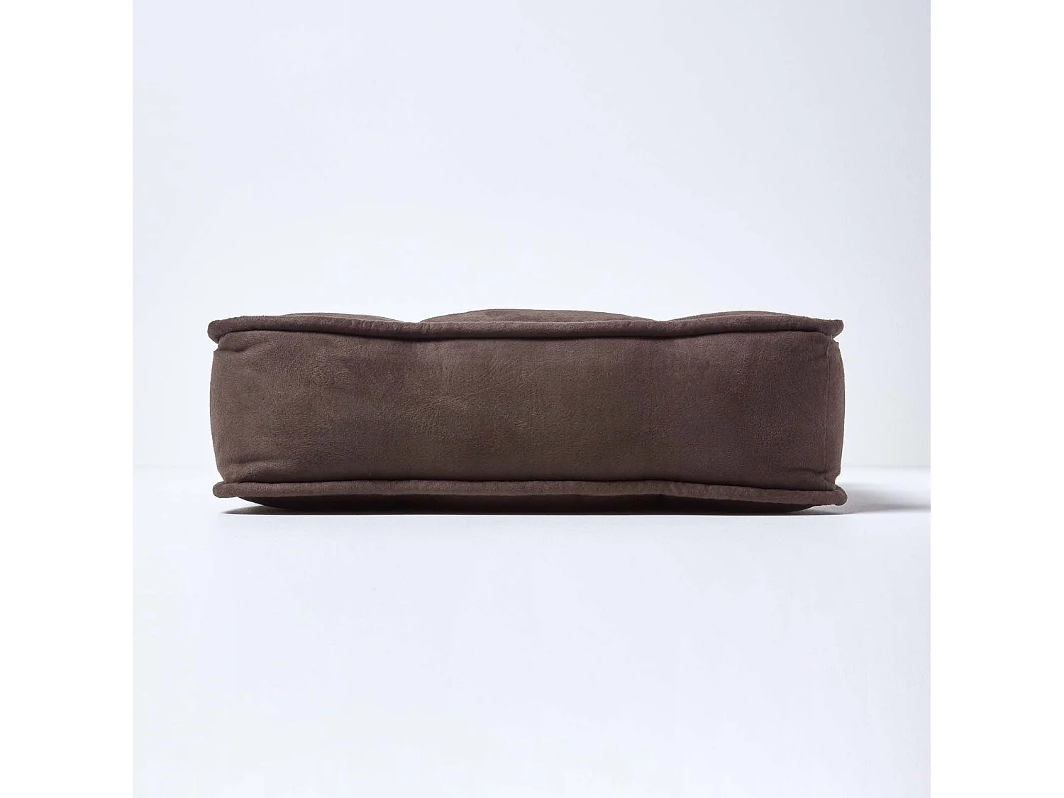 Homescapes Faux Suede Dining Chair Booster Cushion Firm 10cm Thick Seat Pad, 40 x 40 cm, Chocolate Brown, Quilted Design, Ribbon Ties