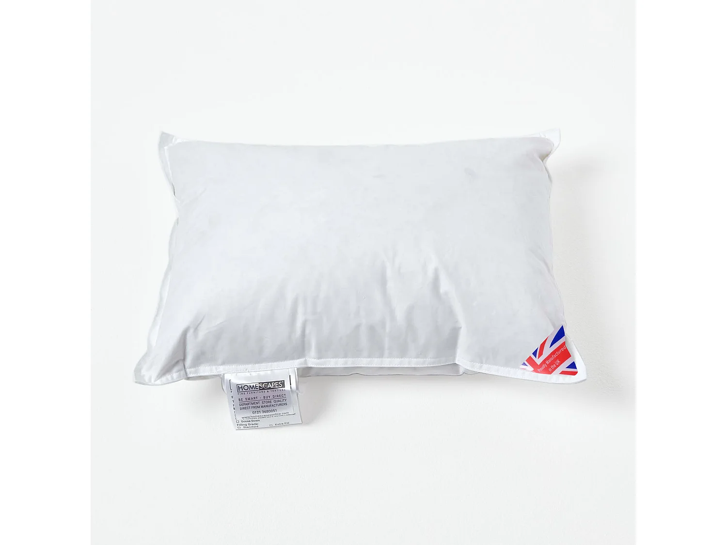 Homescapes Luxury Duck Down Cushion Pad Insert, 30 x 40 cm, Ethical, 100% Cotton Cover, Hypoallergenic, Machine Washable, Bounce-Back, 16 x 12"