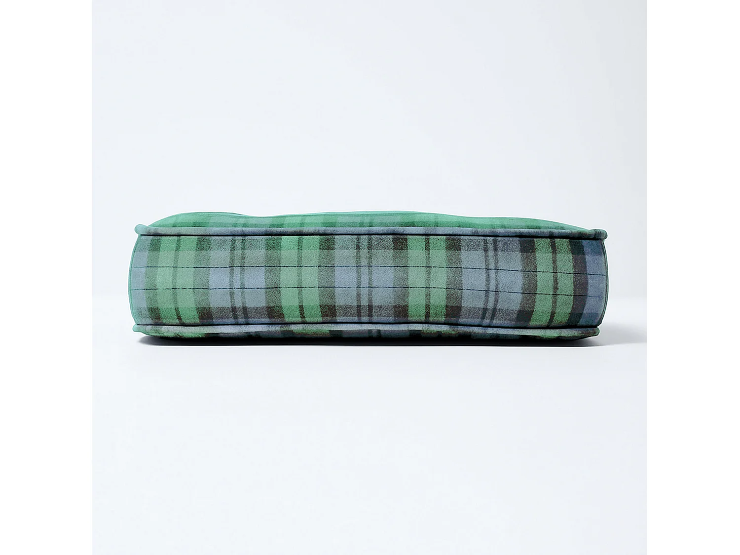 Homescapes Cotton Dining Chair Booster Cushion Firm 10cm Thick Seat Pad, 40 x 40 cm, Green, Tartan, 100% Cotton Cover, Quilted, Ties Supportive