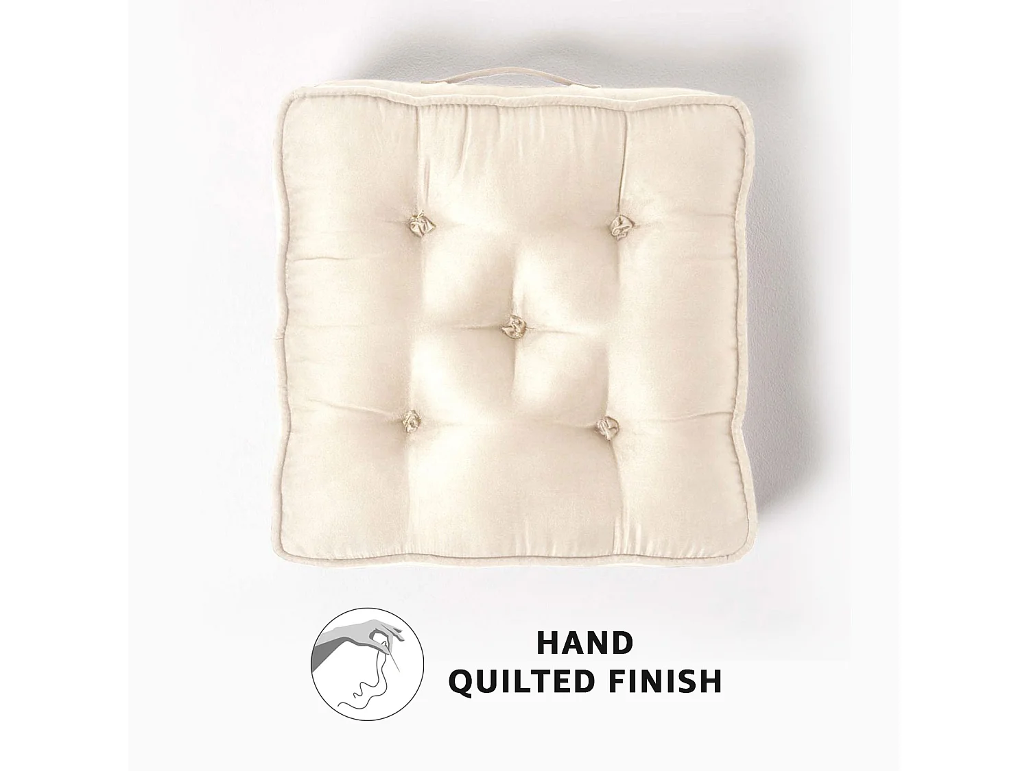 Homescapes Faux Suede Armchair Booster Cushion Firm 10cm Thick Seat Pad, 50 x 50 cm, Cream, Supportive High Density Filling, Carry Handle