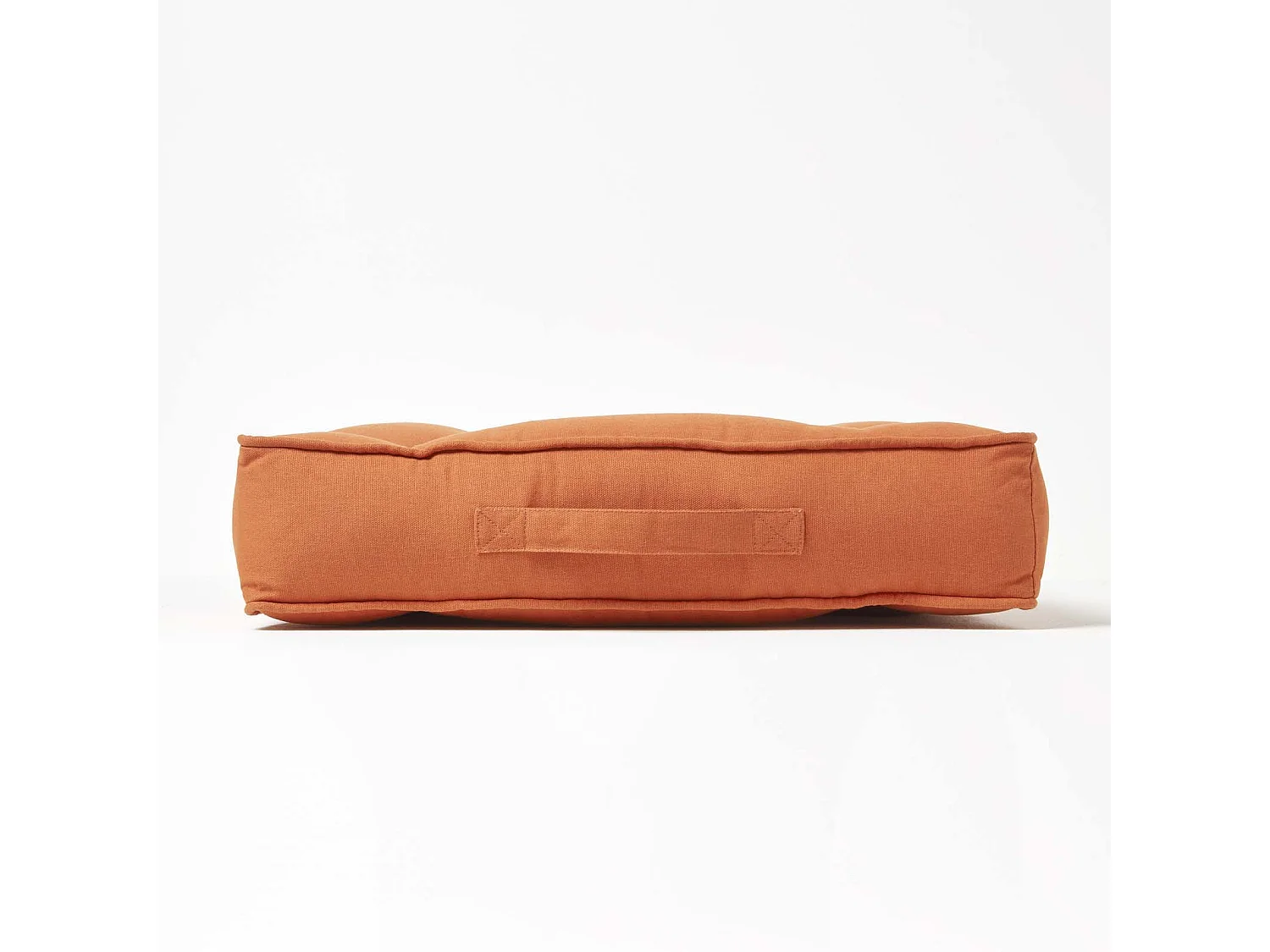 Homescapes Cotton Pressure Relief Armchair Booster Cushion Firm 10cm Thick Pad, 50 x 50 cm, Terracotta Orange, 100% Cotton Cover, Handle, Donut Ring