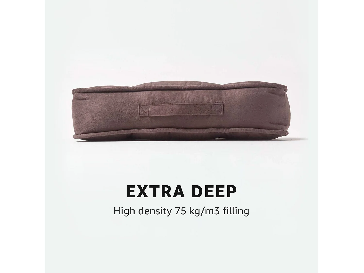 Homescapes Faux Suede Armchair Booster Cushion Firm 10cm Thick Seat Pad, 50 x 50 cm, Chocolate Brown, Supportive Filling, Carry Handle