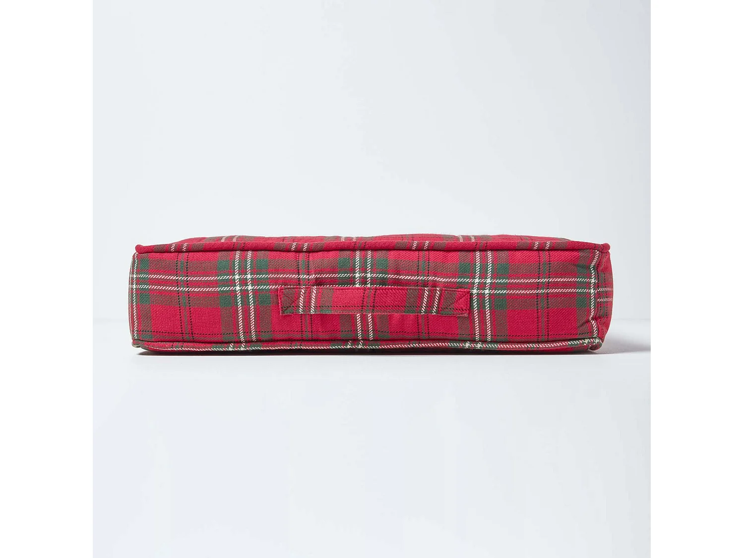 Homescapes Cotton Armchair Booster Cushion Firm 10cm Thick Seat Pad, 50 x 50 cm, Red, Tartan, 100% Cotton Cover, Supportive Filling, Carry Handle