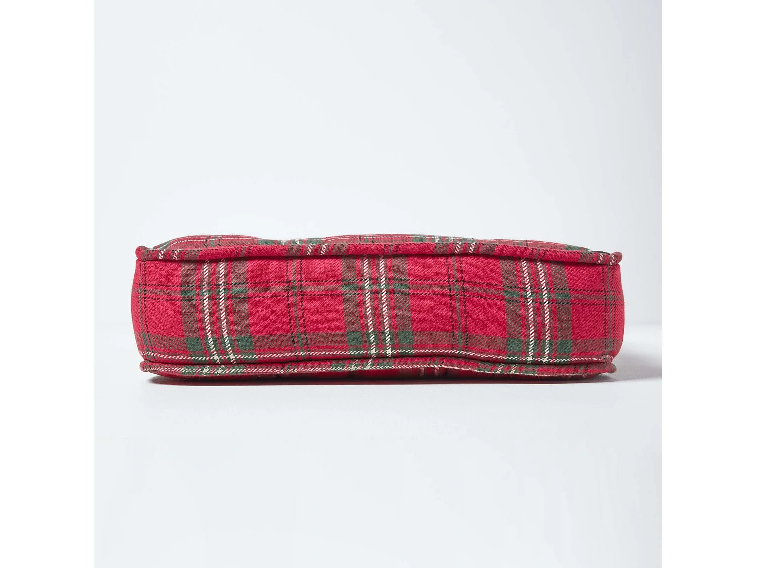 Homescapes Cotton Dining Chair Booster Cushion Firm 10cm Thick Seat Pad, 40 x 40 cm, Red, Tartan, 100% Cotton Cover, Quilted, Ties Supportive