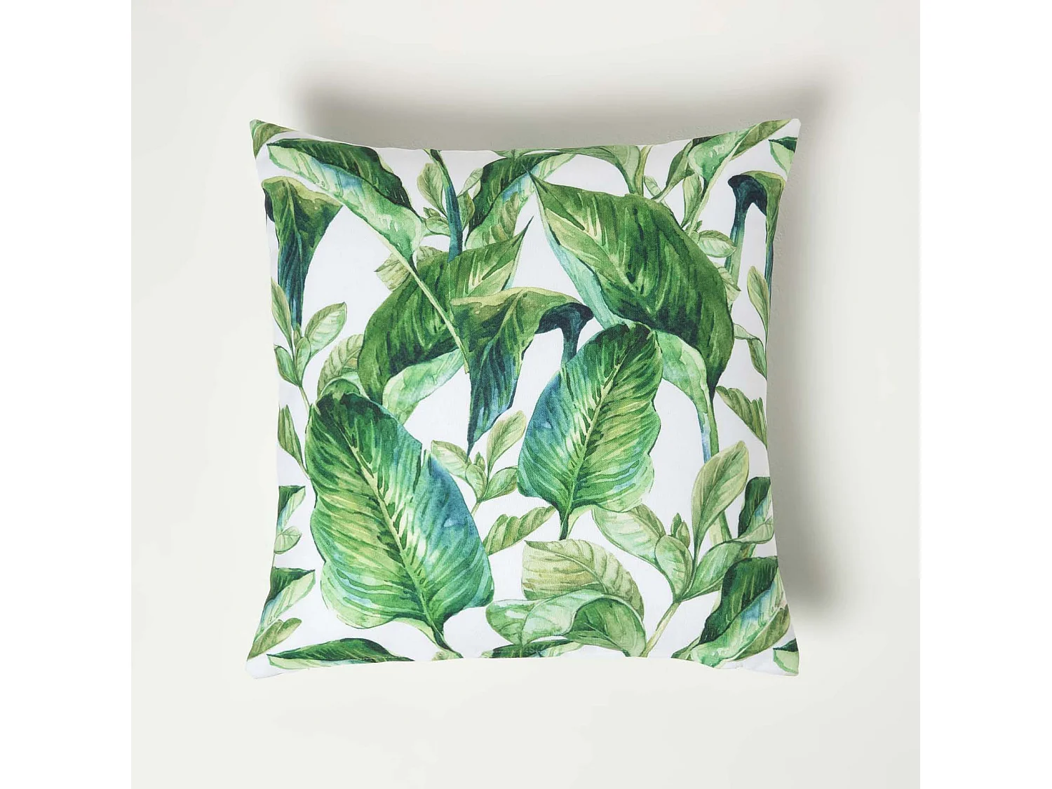 Homescapes Green Leaf Outdoor Cushions for Garden Waterproof 45 cm, Set of 2