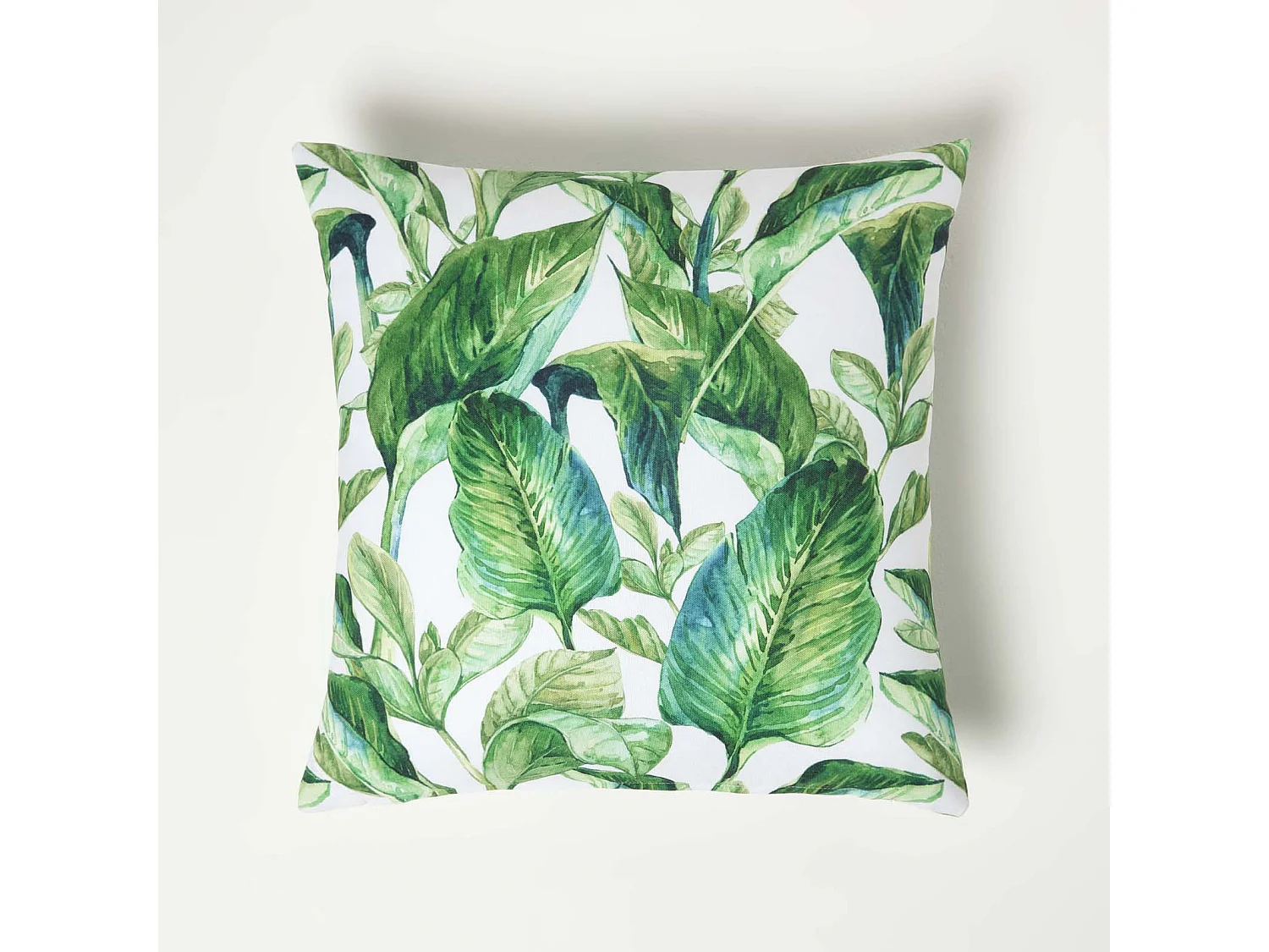 Homescapes Green Leaf Outdoor Cushions for Garden Waterproof 45 cm, Set of 2