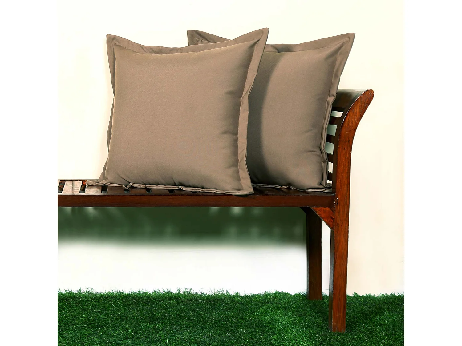 Homescapes Dark Beige Plain Outdoor Cushions for Garden Waterproof 45 cm, Set of 2