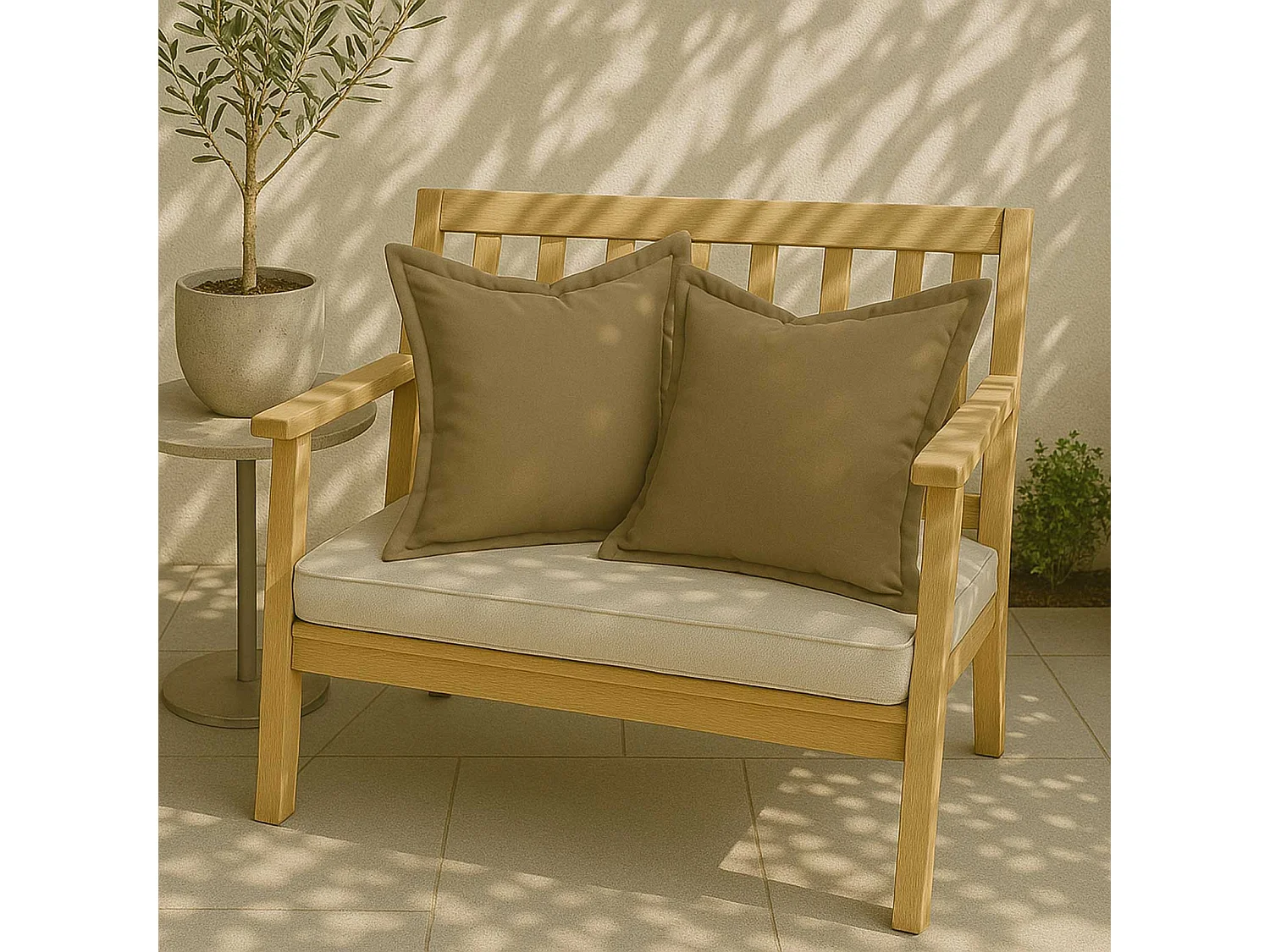 Homescapes Dark Beige Plain Outdoor Cushions for Garden Waterproof 45 cm, Set of 2