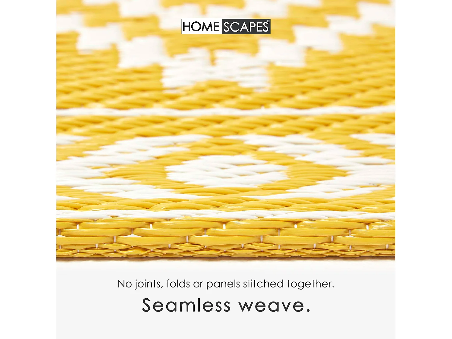 Homescapes Luxury Outdoor Rug Waterproof Reversible for Garden, 180 x 270 cm, Yellow & White, 100% Recycled, Anna Aztec
