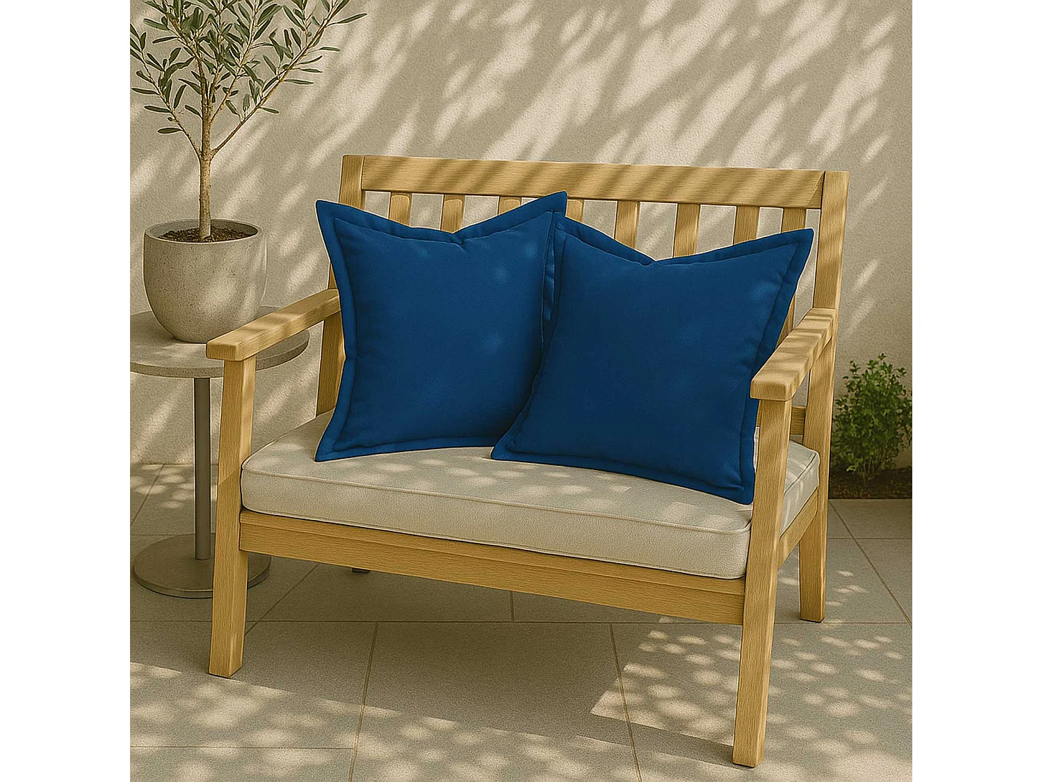 Homescapes Navy Plain Outdoor Cushions for Garden Waterproof 45 cm, Set of 2
