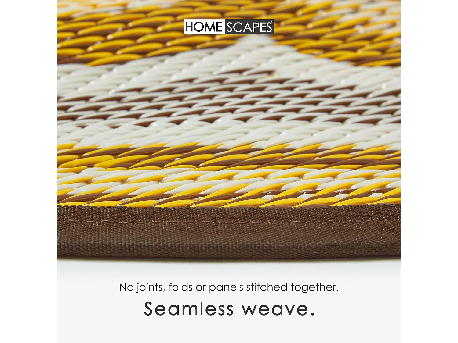 Homescapes Luxury Round Outdoor Rug Waterproof Reversible for Garden Patio, 180 cm, Seamless, Yellow, 100% Recycled, Rae