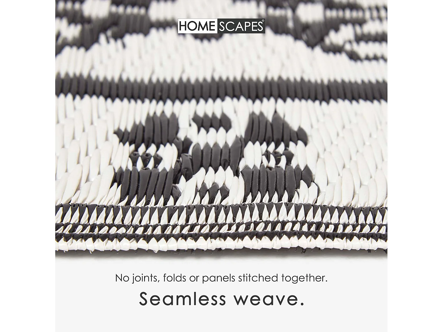 Homescapes Luxury Outdoor Rug Waterproof Reversible for Garden Patio, 120 x 186 cm, Black & White, 100% Recycled, Motif