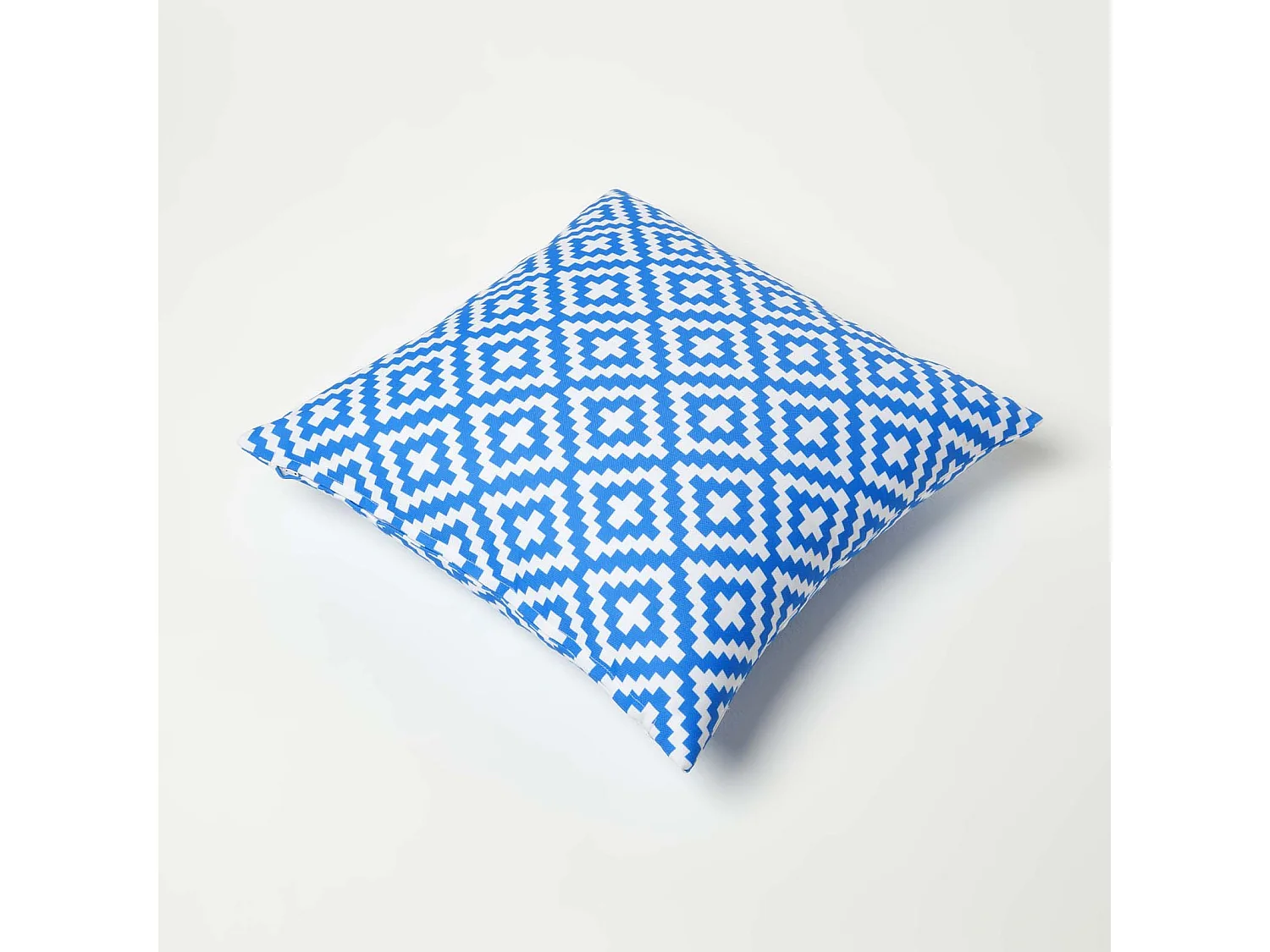 Homescapes Blue Geometric Outdoor Cushions for Garden Waterproof, Set of 2