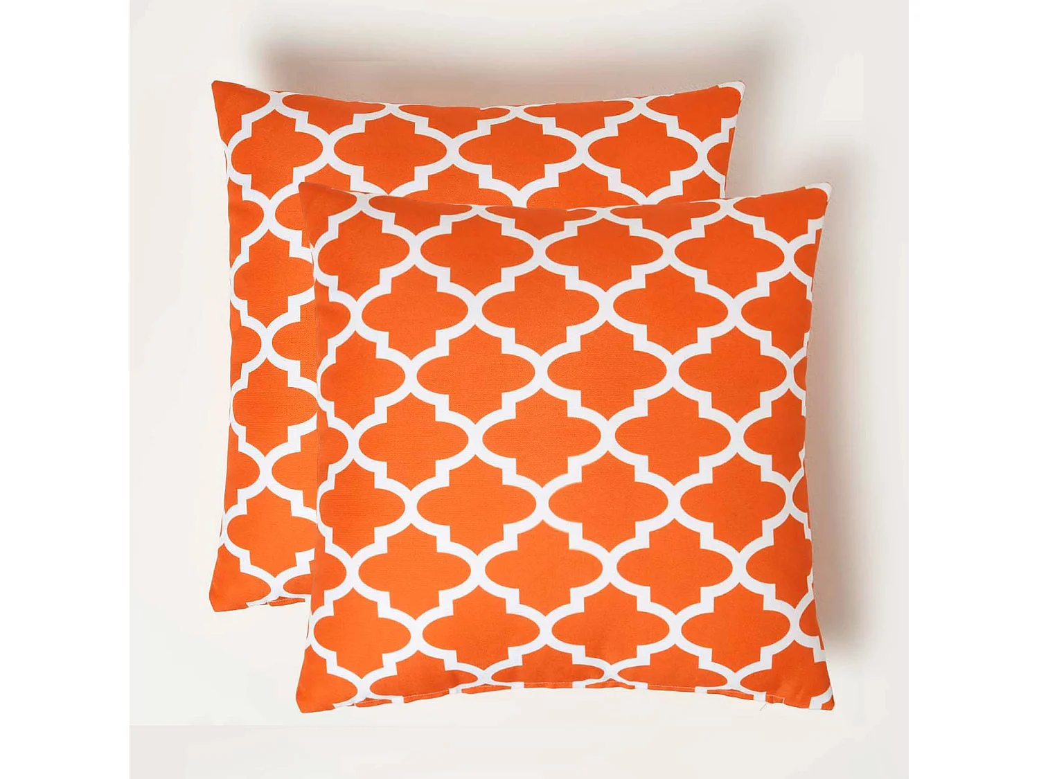 Homescapes Orange Geometric Outdoor Cushions for Garden Waterproof, Set of 2