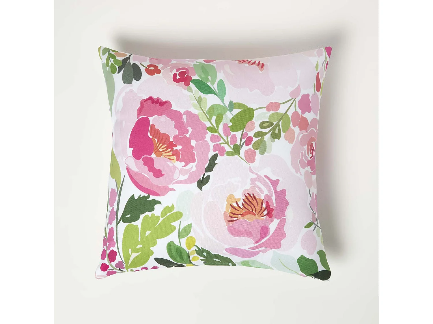 Homescapes Pink Peony Outdoor Cushions for Garden Waterproof 45cm, Set of 2