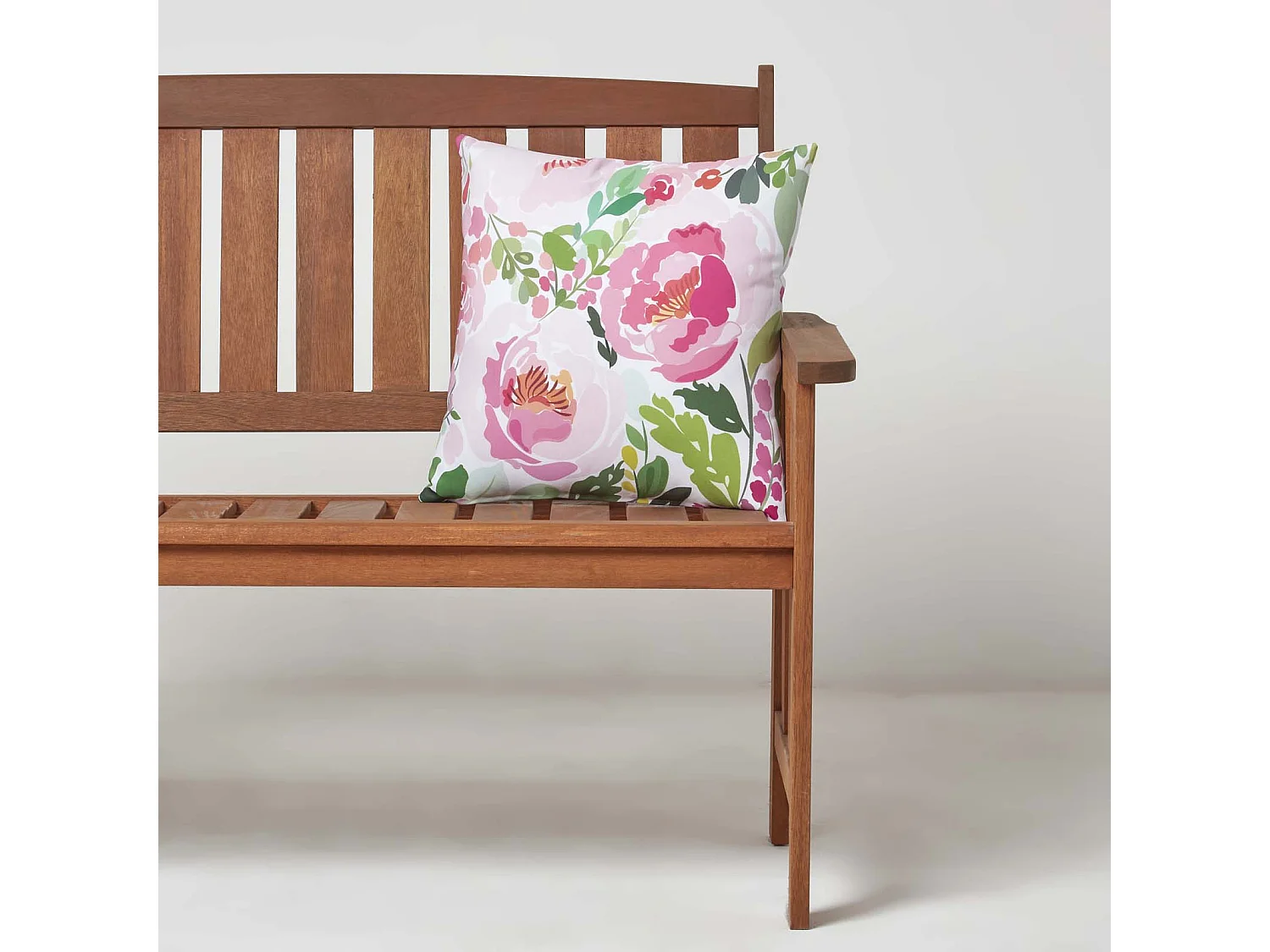 Homescapes Pink Peony Outdoor Cushions for Garden Waterproof 45cm, Set of 2