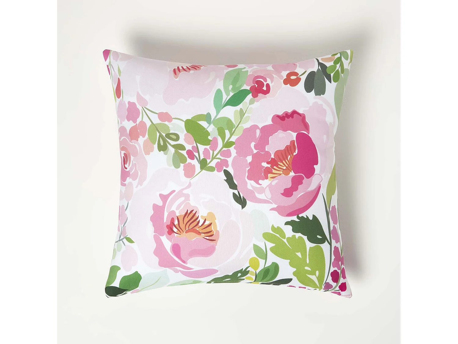 Homescapes Pink Peony Outdoor Cushions for Garden Waterproof 45cm, Set of 2