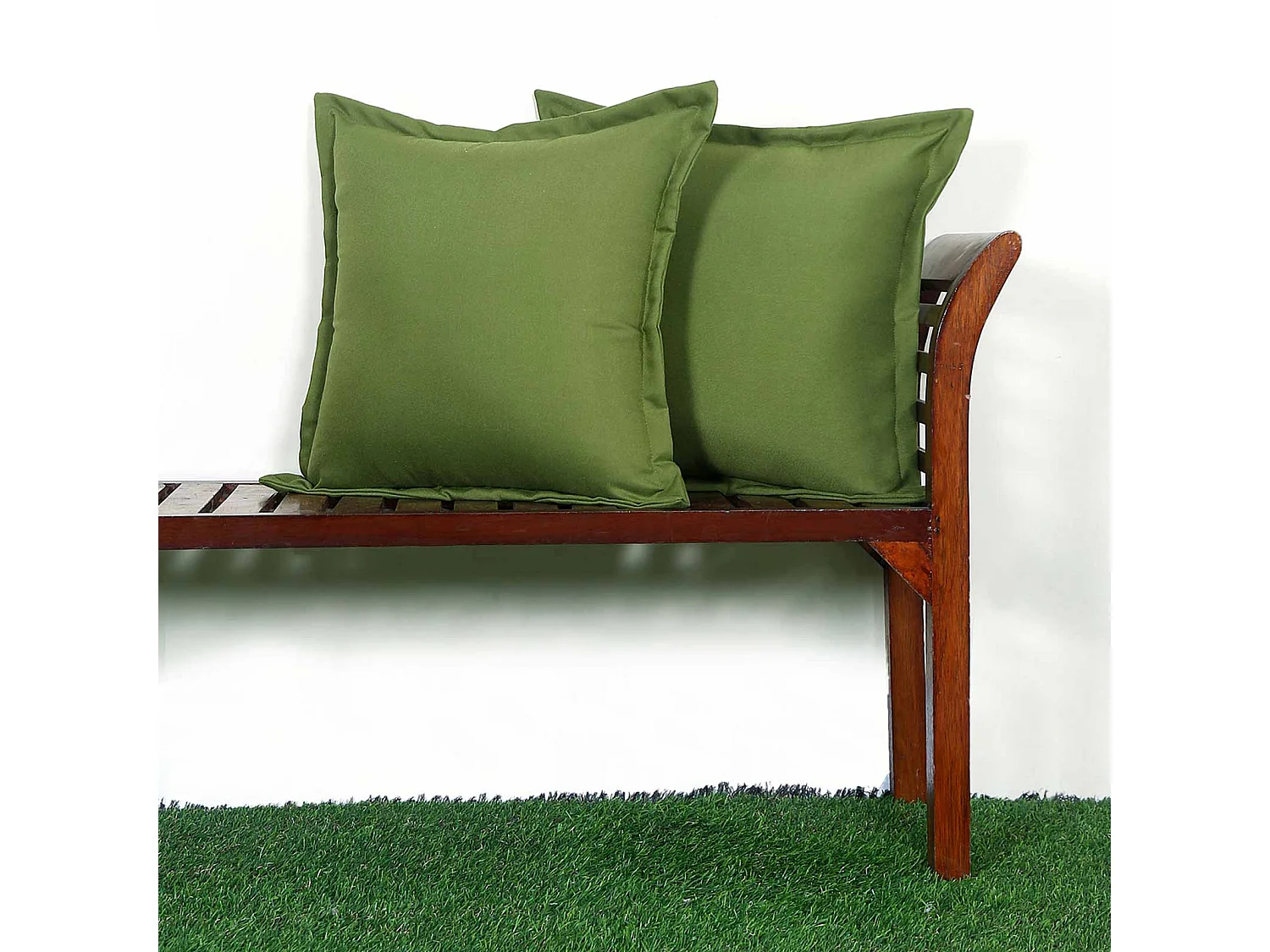 Homescapes Green Plain Outdoor Cushions for Garden Waterproof 45 cm, Set of 2