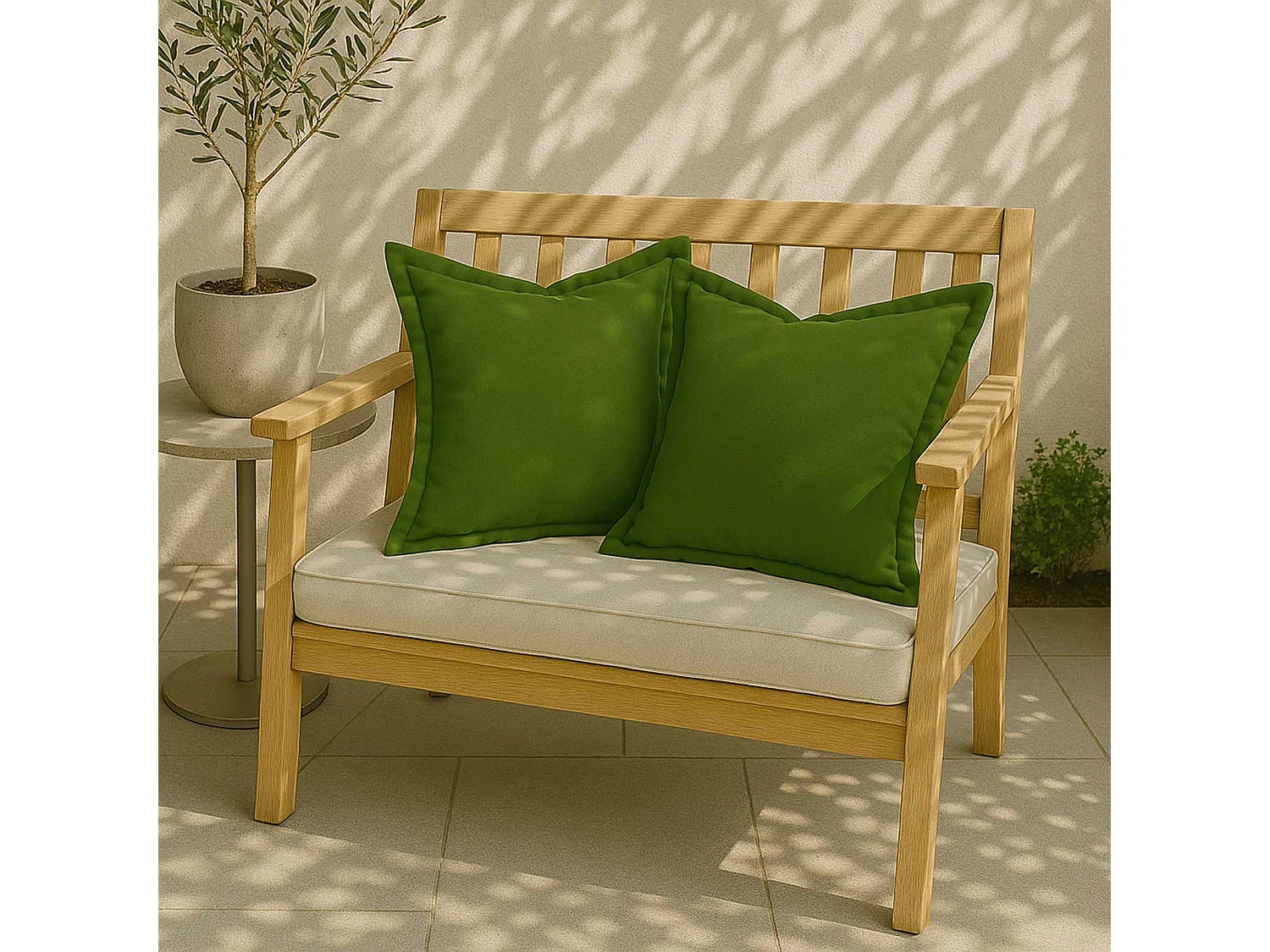 Homescapes Green Plain Outdoor Cushions for Garden Waterproof 45 cm, Set of 2