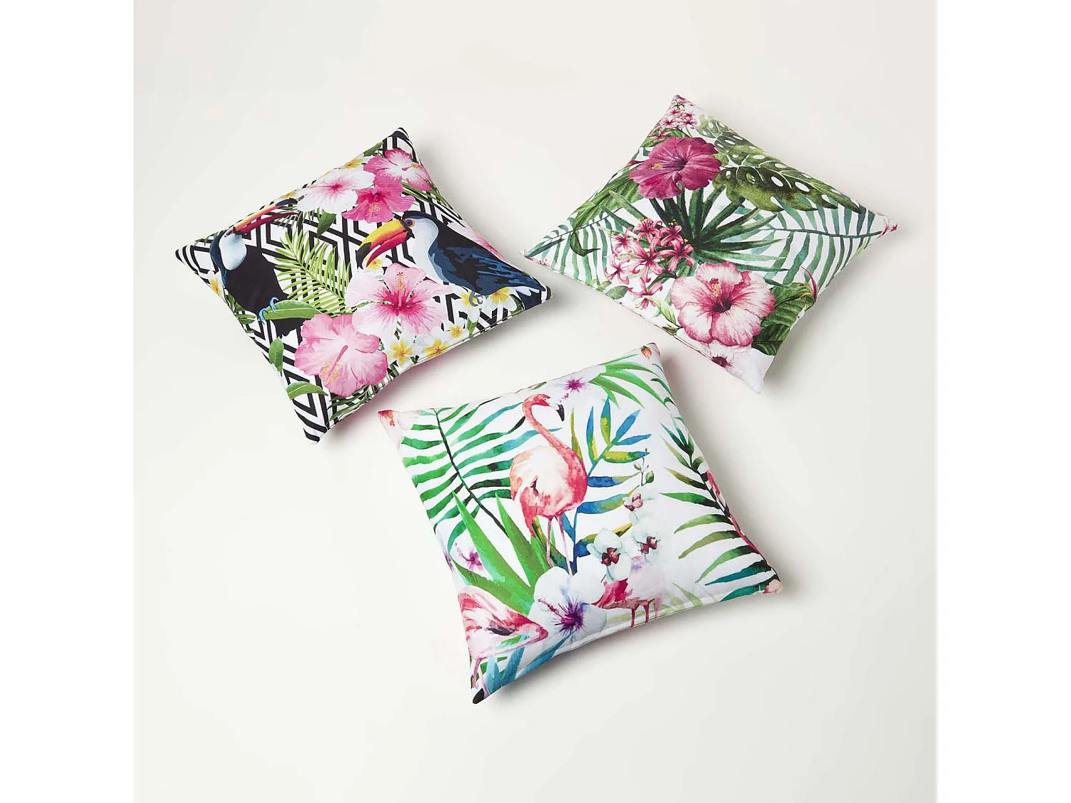 Homescapes Toucan Outdoor Cushions for Garden Waterproof 45 cm, Set of 2