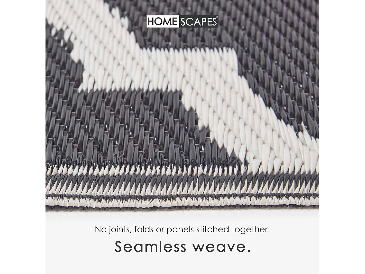 Homescapes Luxury Outdoor Rug Waterproof Reversible for Garden, 120 x 180 cm, Black & White, Recycled, Nola Geometric