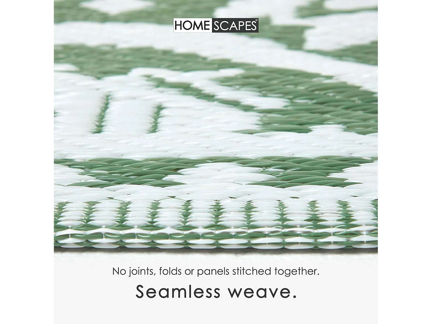 Homescapes Luxury Outdoor Rug Waterproof Reversible for Garden Patio, 182 x 122 cm, Green, 100% Recycled, Floral Leaf