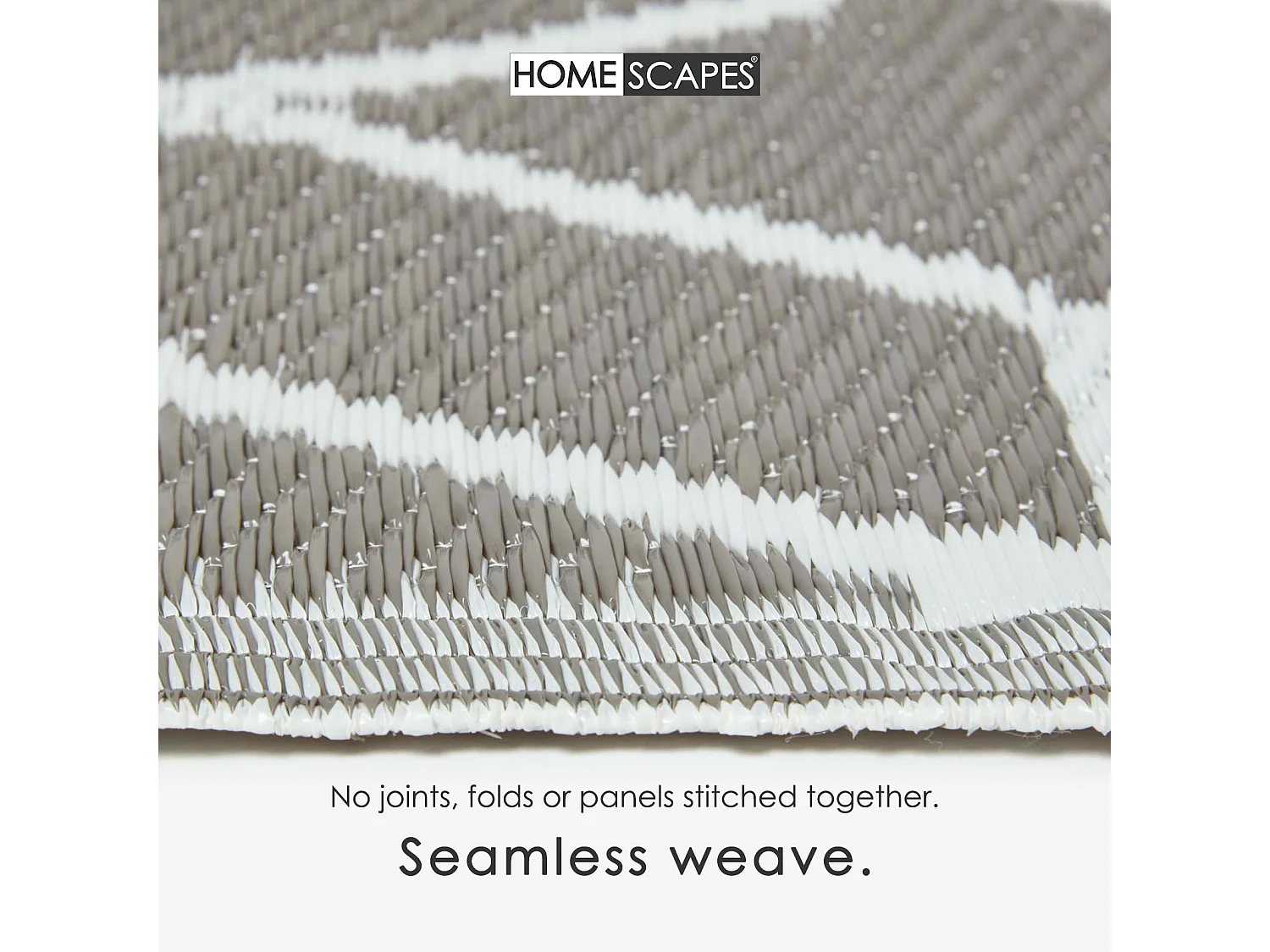Homescapes Luxury Outdoor Rug Waterproof Reversible for Garden, 120 x 180 cm, Grey & White, 100% Recycled, Geometric