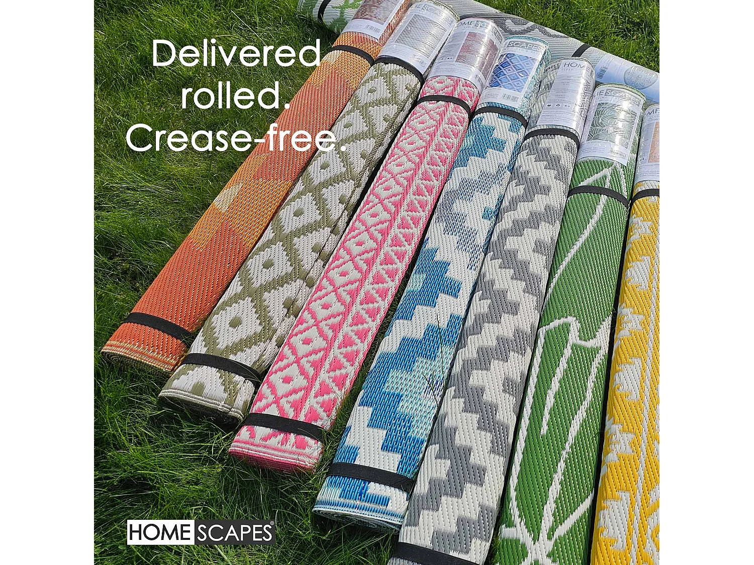 Homescapes Luxury Outdoor Rug Waterproof Reversible for Garden Patio, 180 x 270 cm, Pink, 100% Recycled, Tia Aztec
