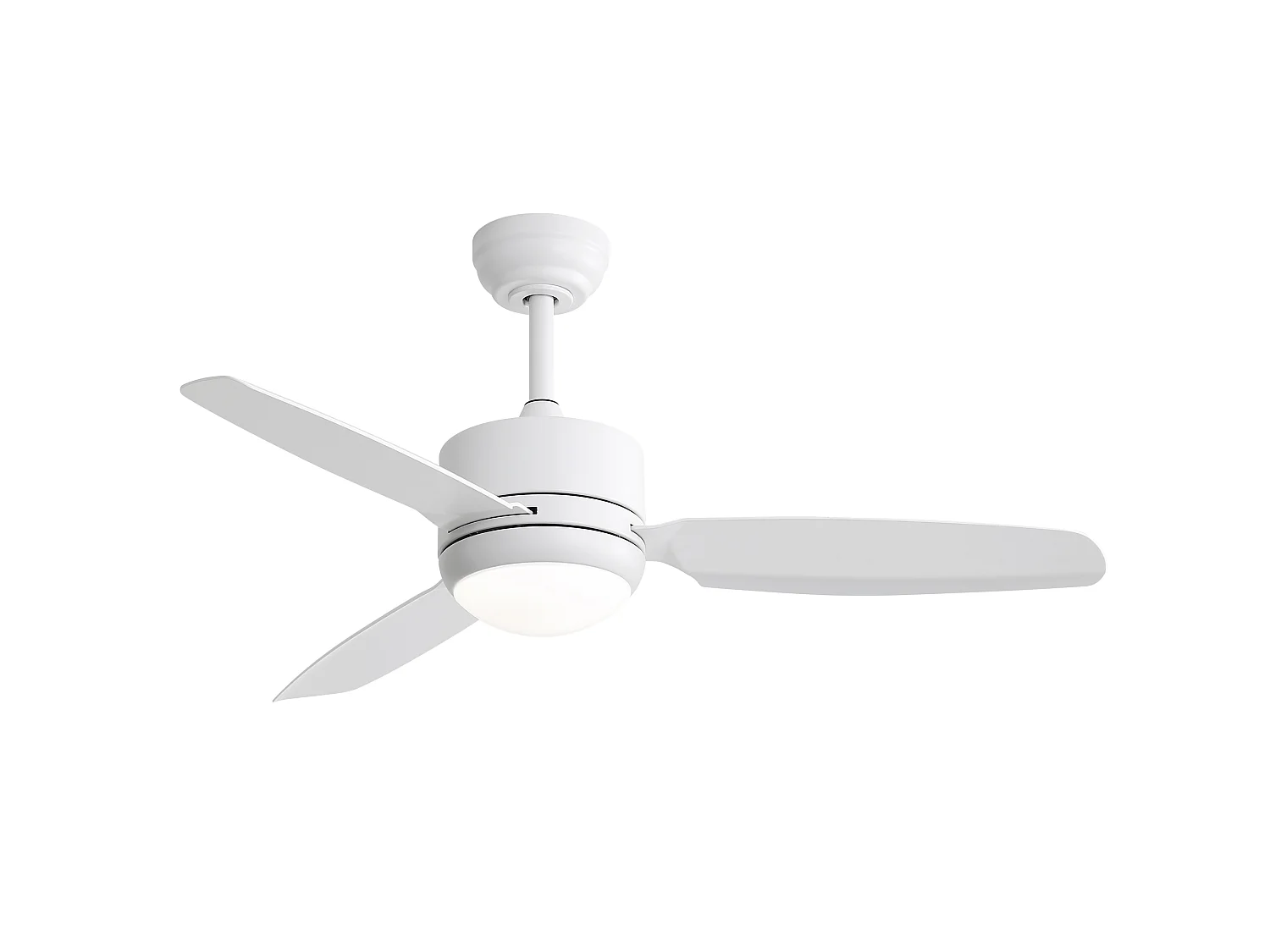 Ventilateur de Plafond avec Lumière LED 117cm, 46" - Moteur DC Ultra-Silencieux, 3 Pales en ABS, Télécommande, Réversible, Dimmable - Blanc Mat