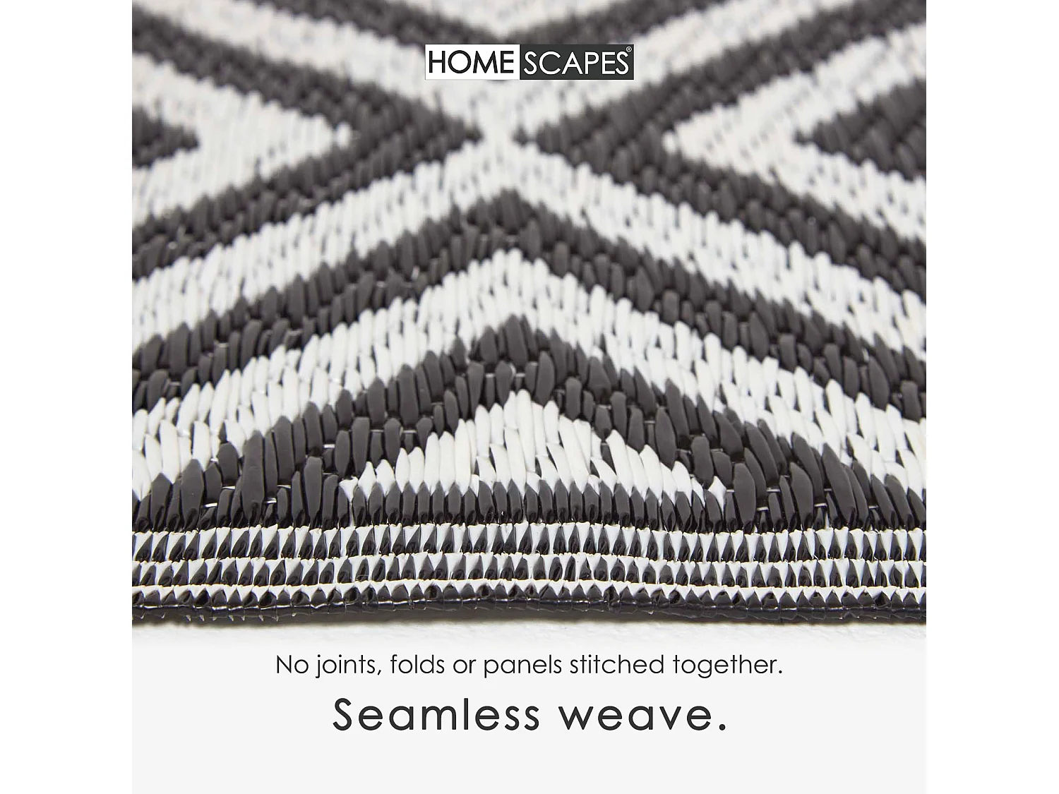 Homescapes Luxury Outdoor Rug Waterproof Reversible for Garden, 120 x 186 cm, Black & White, 100% Recycled, Geometric