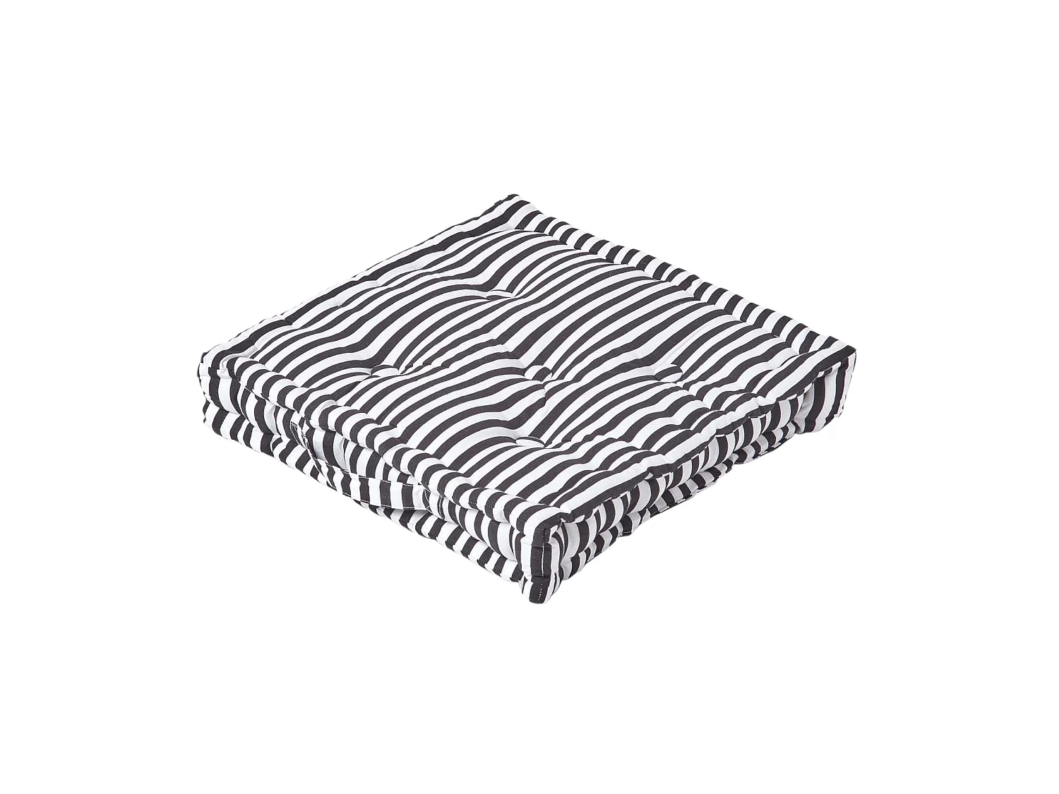 Homescapes 100% Cotton Stripe Floor Cushion, 50 x 50 x 10 cm, Black, OEKO-TEX Certified, Handcrafted, 20 x 20 x 4"