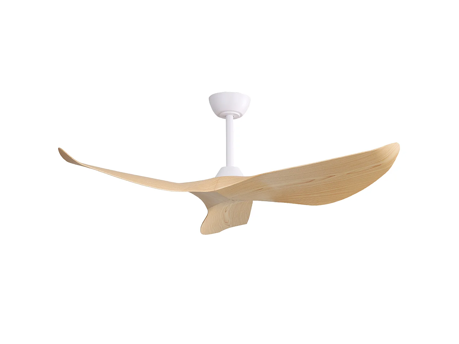Ventilateur de Plafond Design 132cm, 52" - Moteur DC Ultra-Silencieux, 3 Pales en ABS, Télécommande, Réversible, Sans Lumière - Naturel