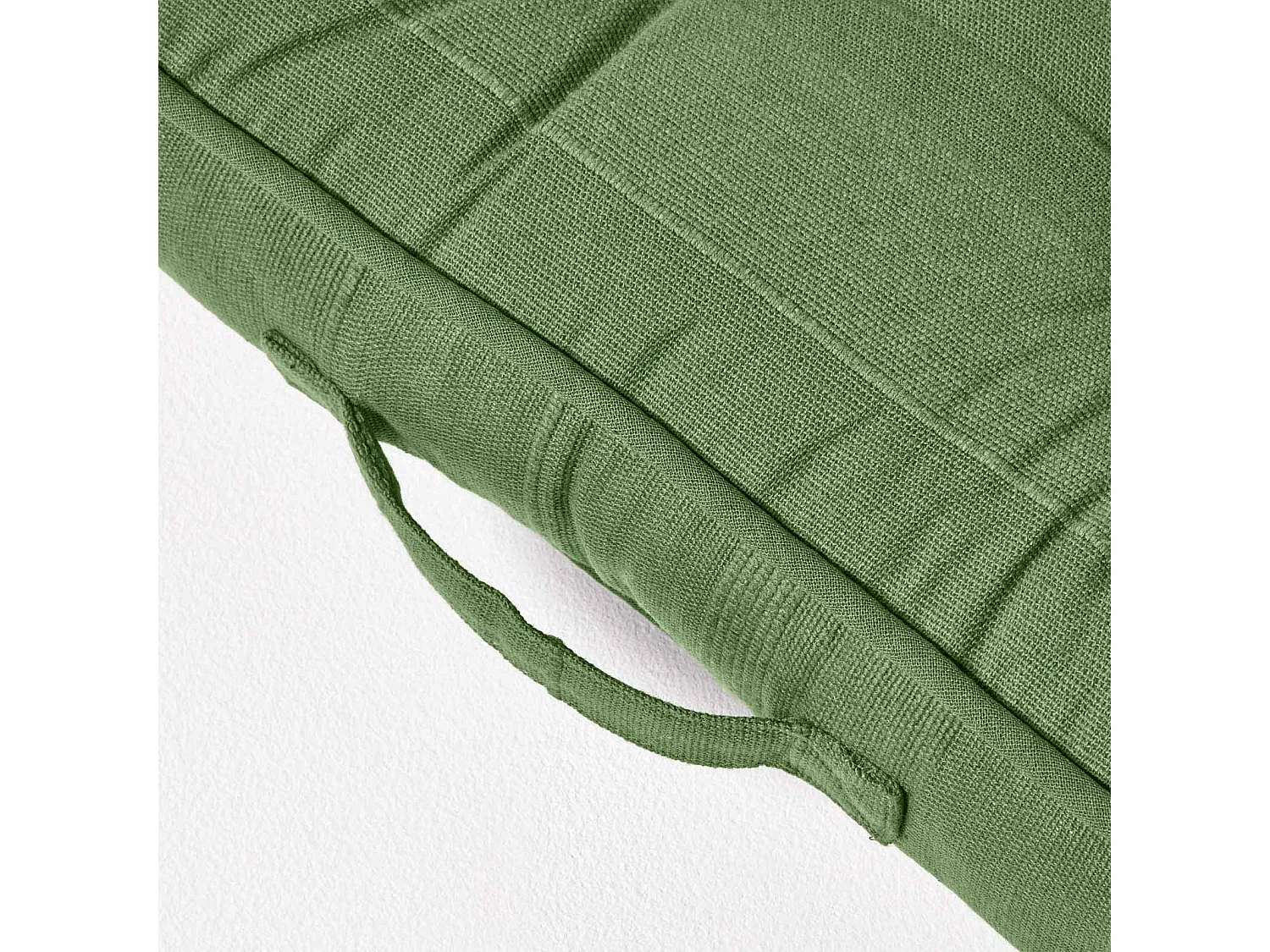 Homescapes 100% Cotton Rajput Floor Cushion, 40 x 40 x 8 cm, Dark Olive Green, OEKO-TEX Certified, Handcrafted, 16 x 16 x 3"