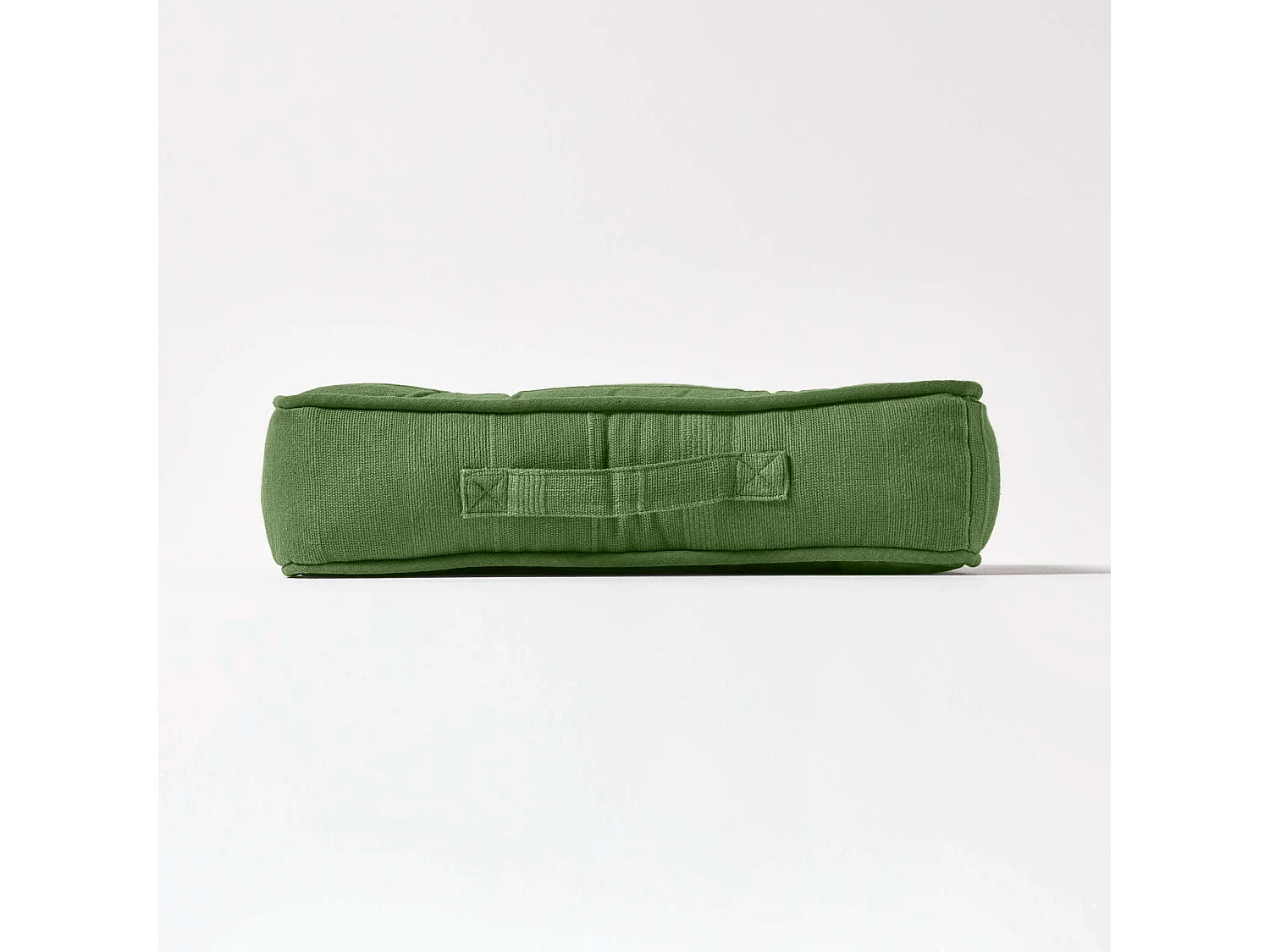 Homescapes 100% Cotton Rajput Floor Cushion, 40 x 40 x 8 cm, Dark Olive Green, OEKO-TEX Certified, Handcrafted, 16 x 16 x 3"