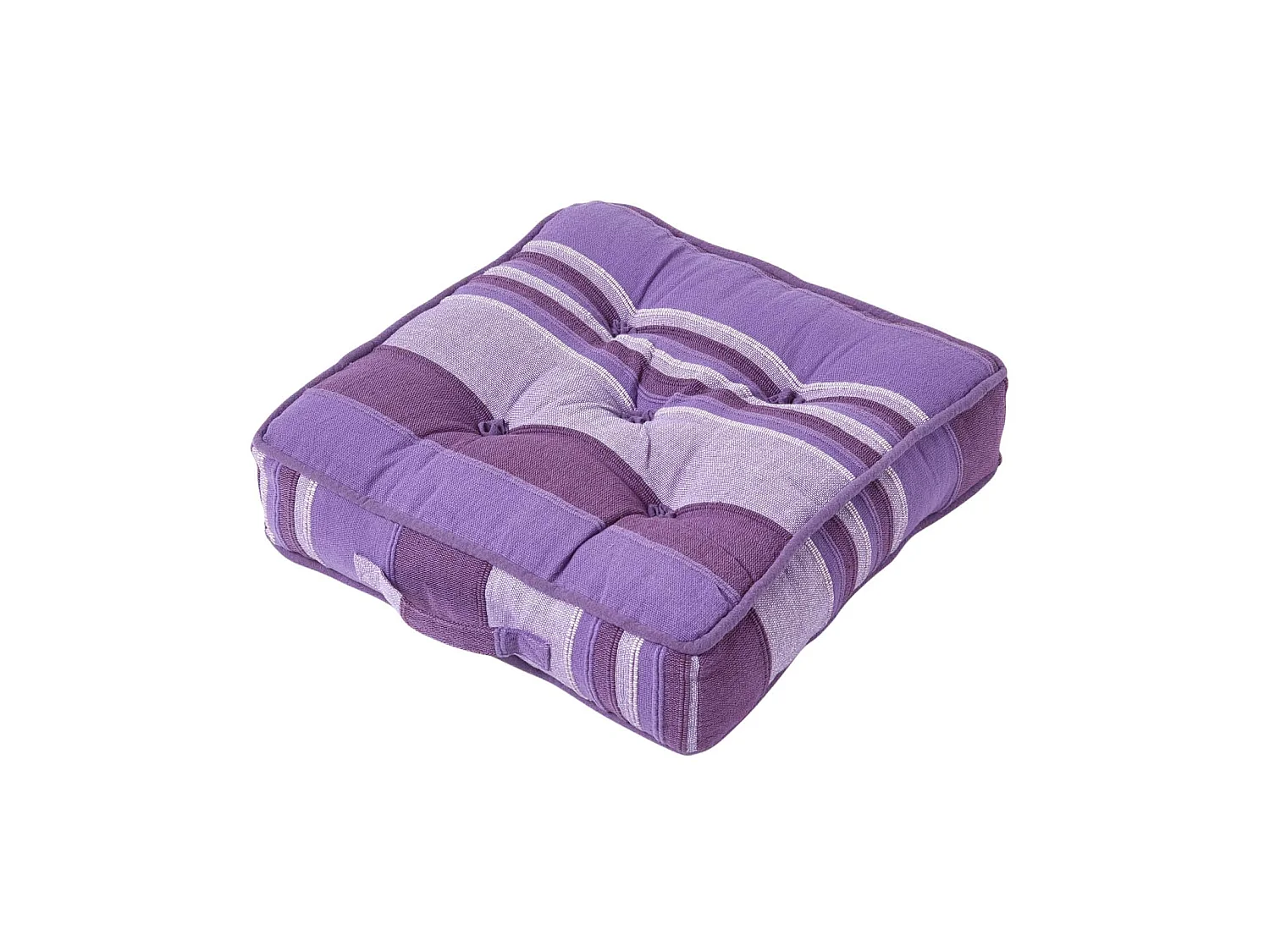 Homescapes 100% Cotton Morocco Floor Cushion, 40 x 40 x 8 cm, Mauve Purple, Stripe, OEKO-TEX Certified, Handcrafted, 16 x 16 x 3"
