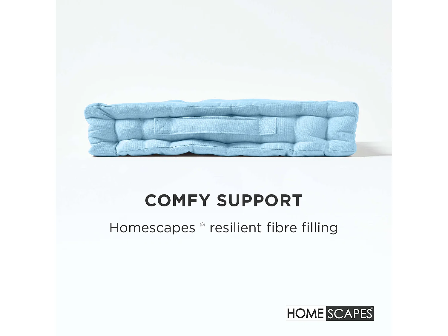 Homescapes 100% Cotton Plain Floor Cushion, 50 x 50 x 10 cm, Blue, OEKO-TEX Certified, Handcrafted, 20 x 20 x 4"